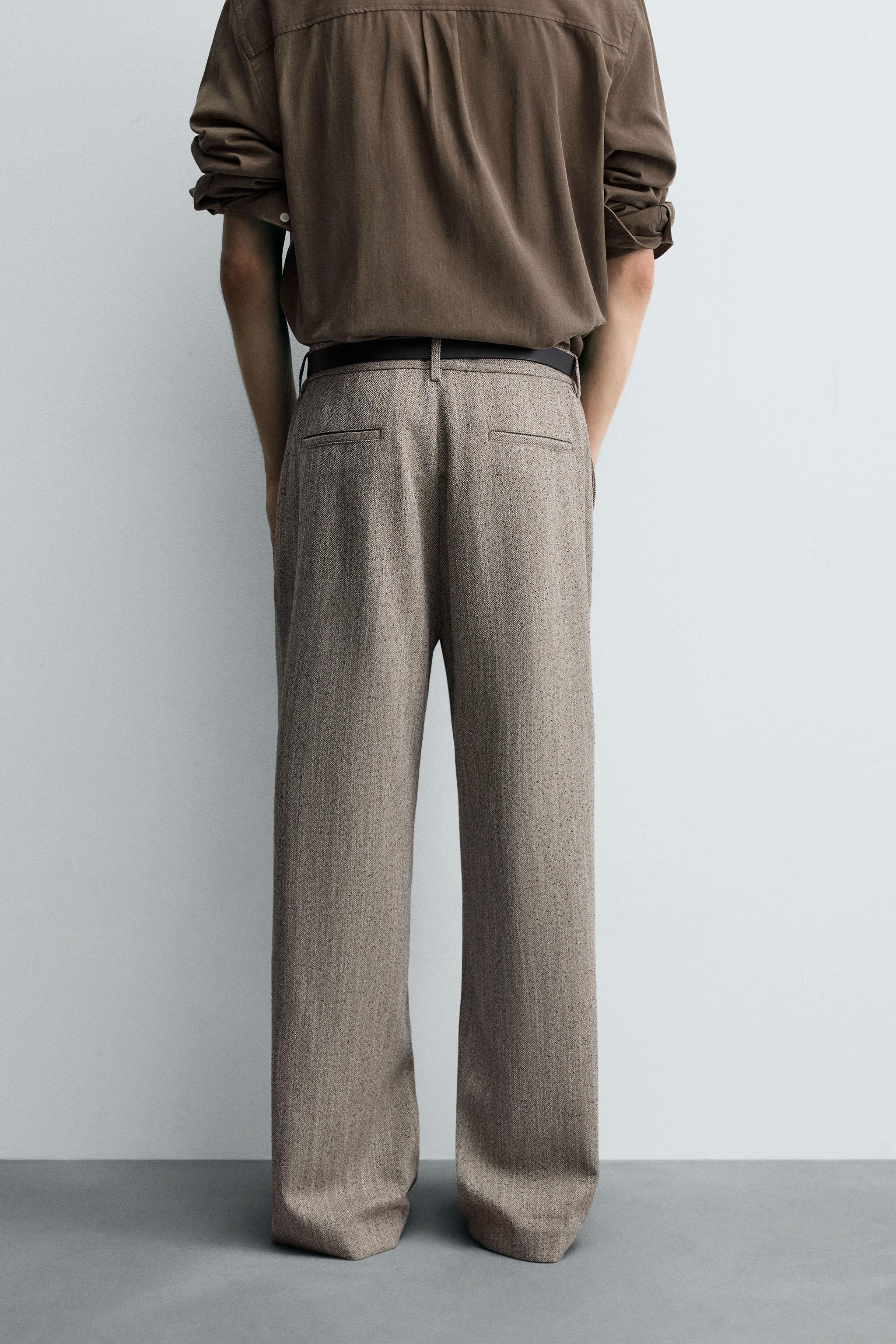 TEXTURED HERRINGBONE PANTS