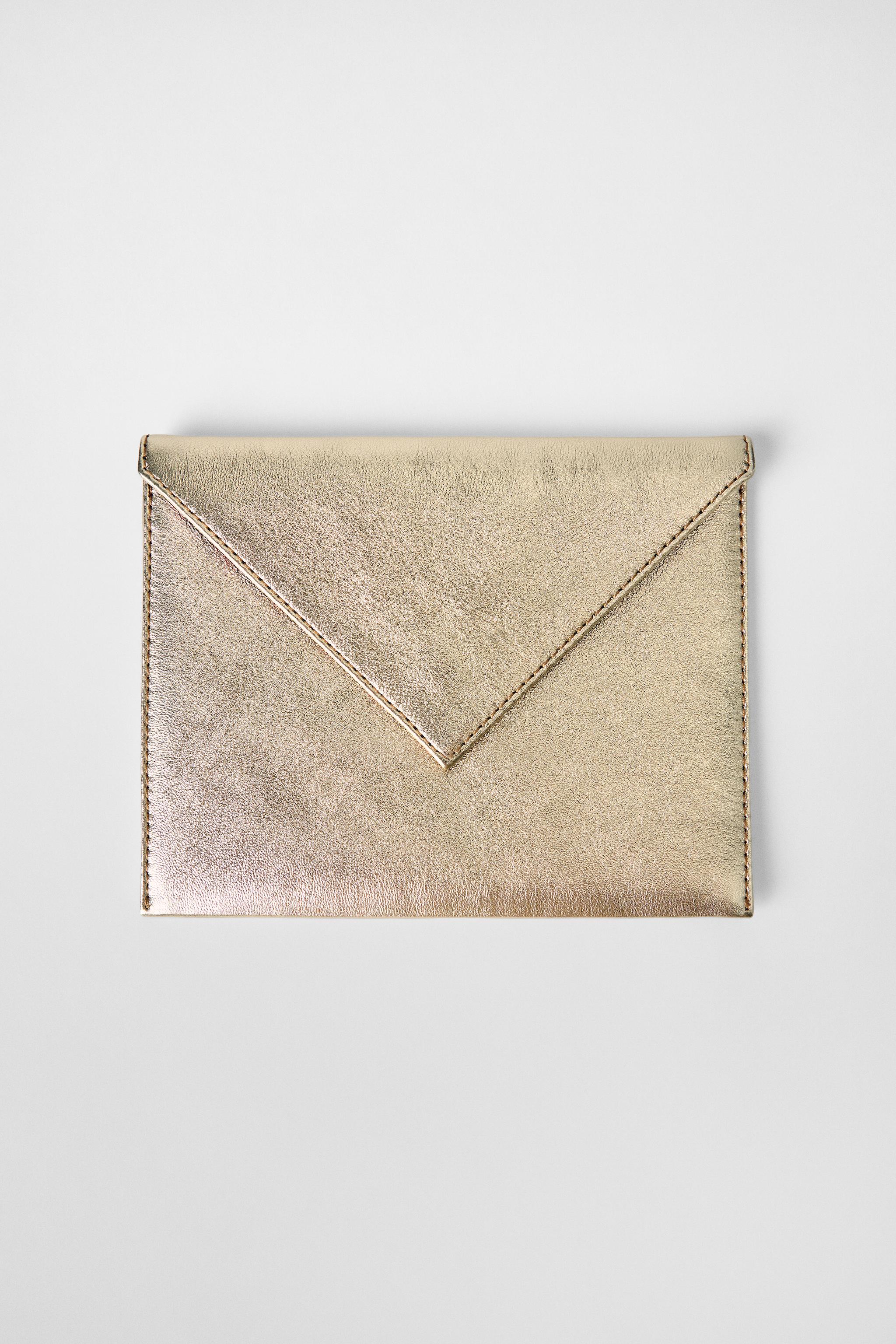 METALLIC EFFECT DOUBLE LEATHER WALLET KATE MOSS X ZARA