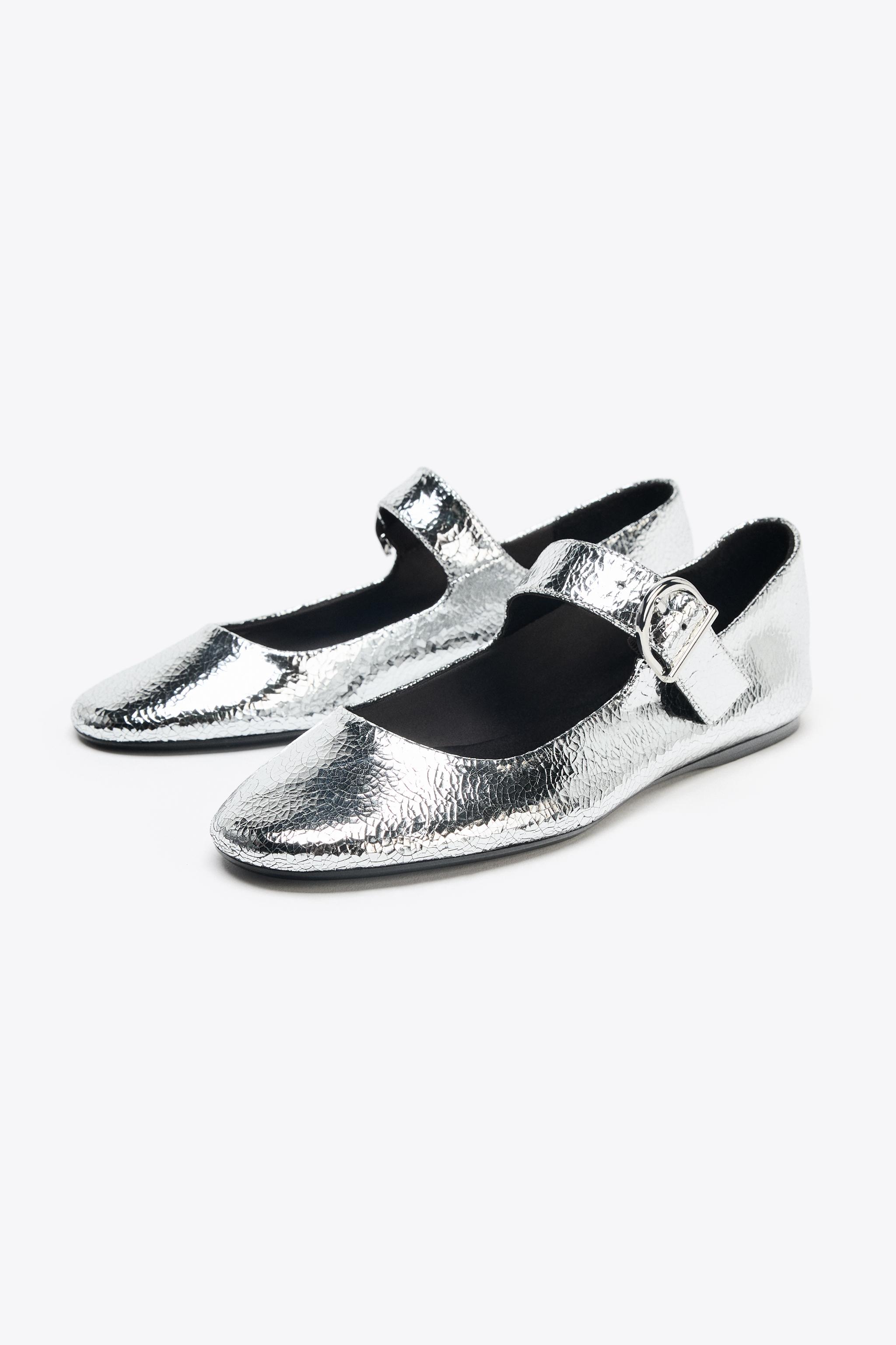 METALLIC LEATHER BALLET FLATS