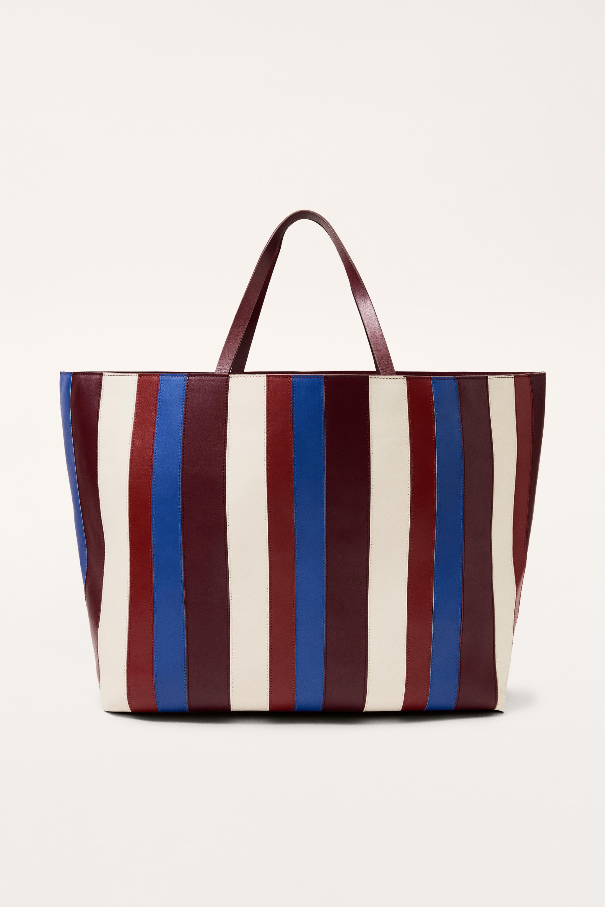 LIMITED EDITION STRIPED LEATHER MAXI SHOPPER