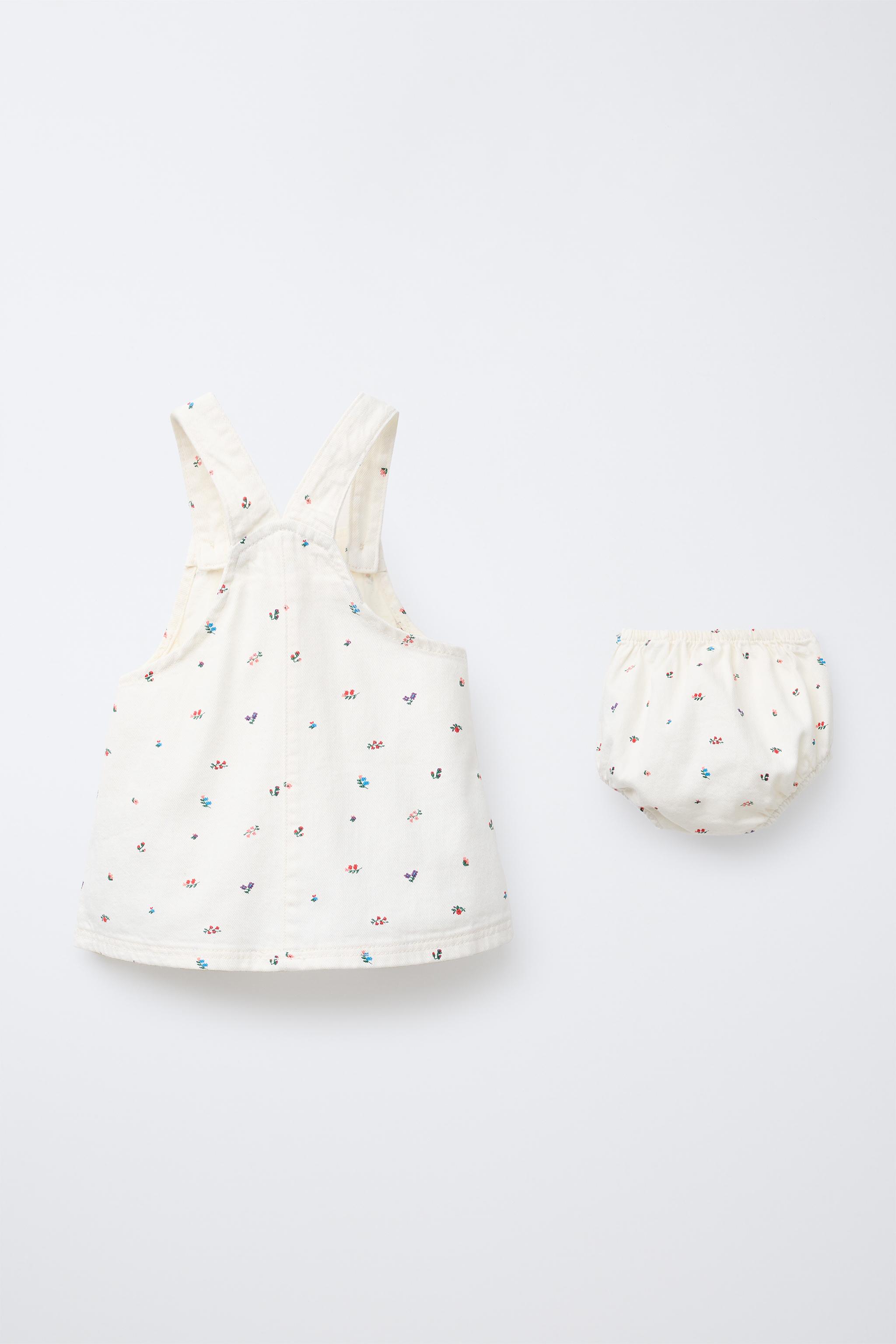 FLORAL TWILL PINAFORE DRESS AND BLOOMERS