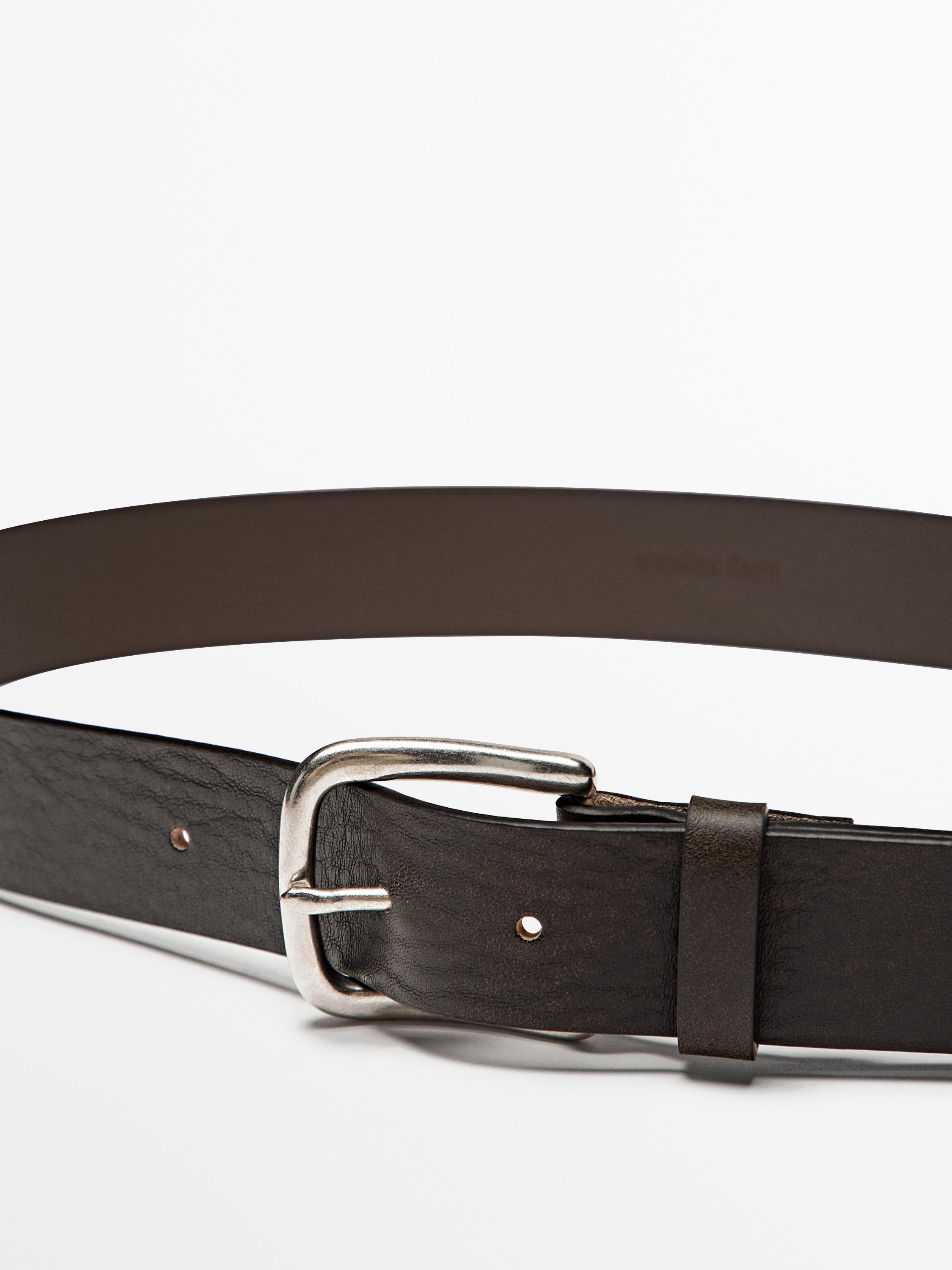 Distressed leather belt