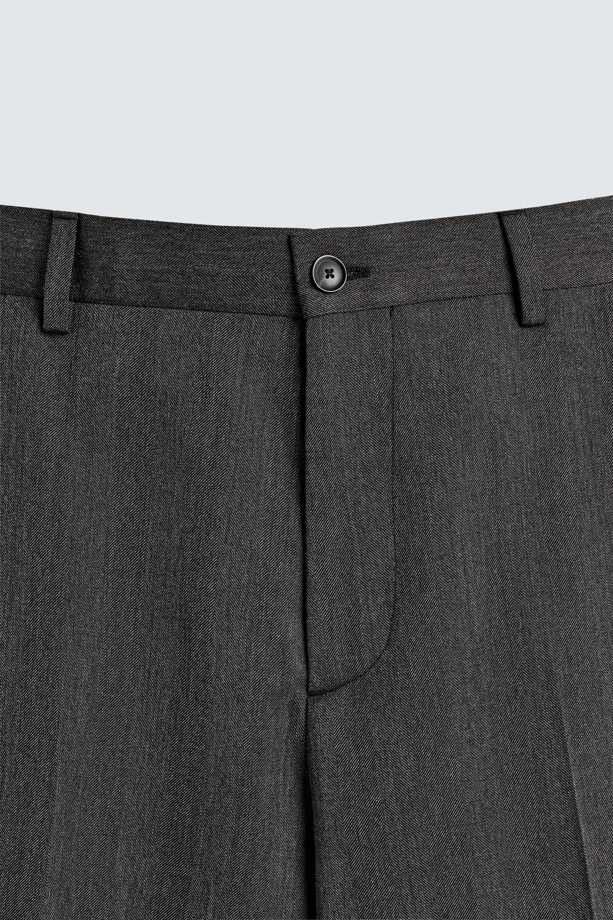 HERRINGBONE SUIT PANTS