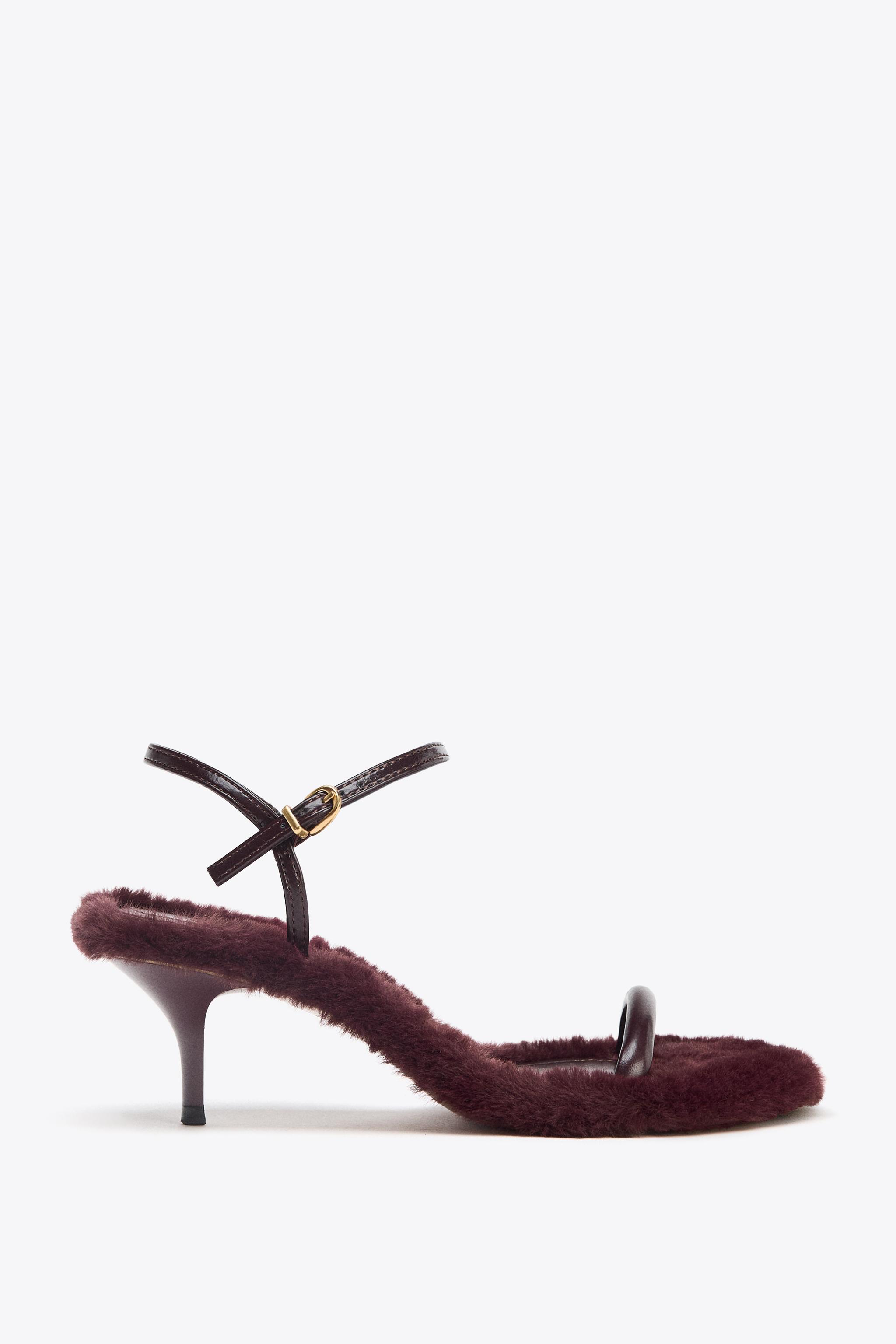 FAUX FUR SOLE HEELED SANDALS