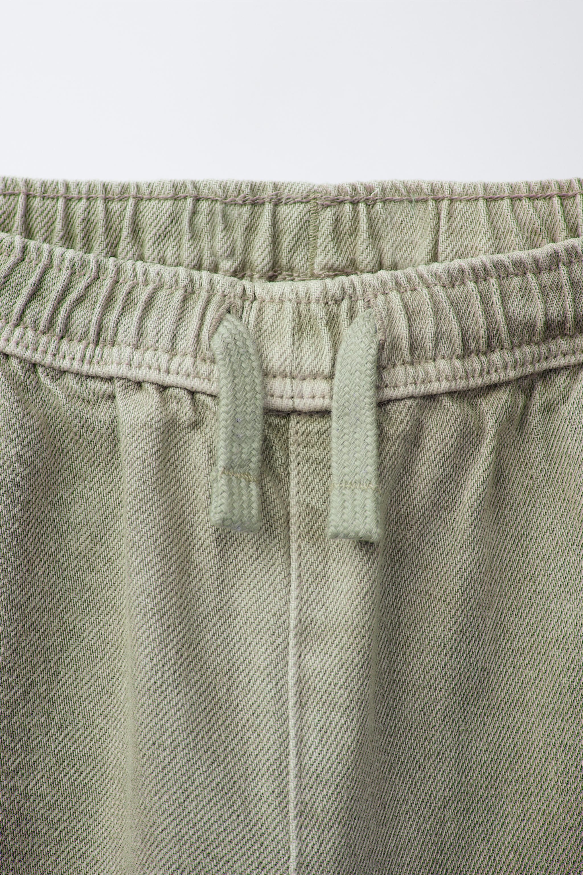 WASHED EFFECT TWILL BALLOON PANTS