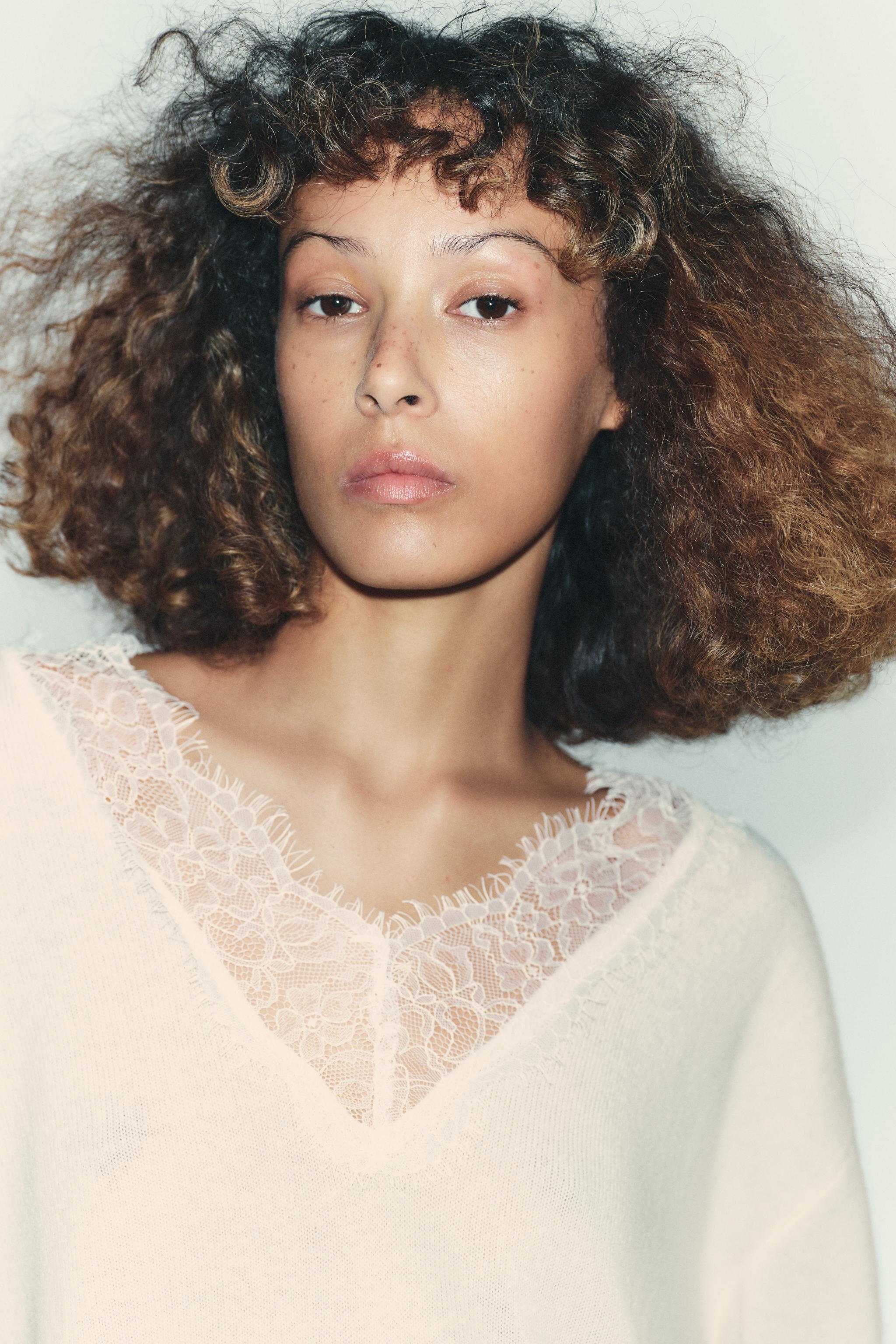 WOOL KNIT LACE SWEATER