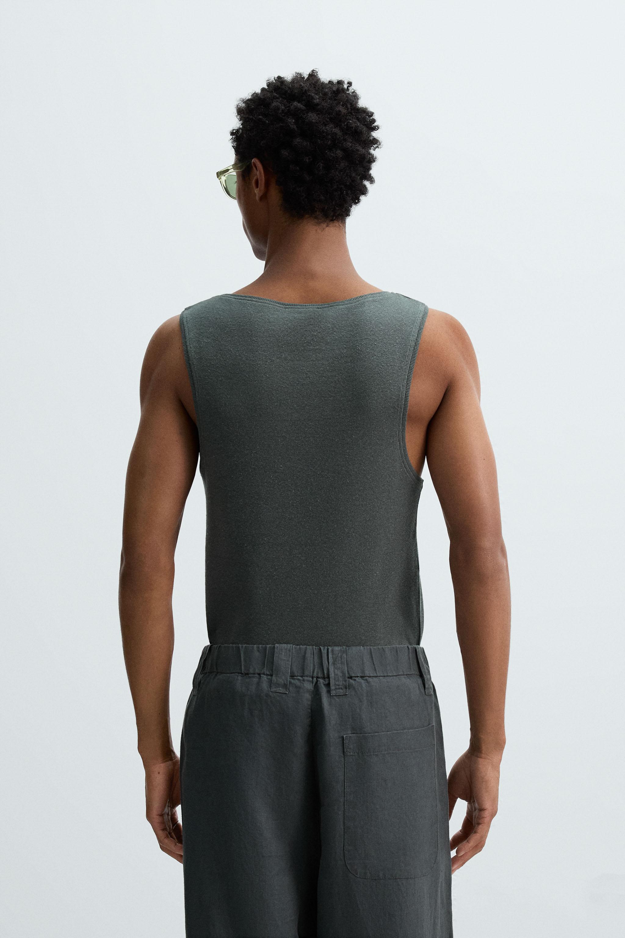 RIBBED COTTON-HEMP TANK TOP