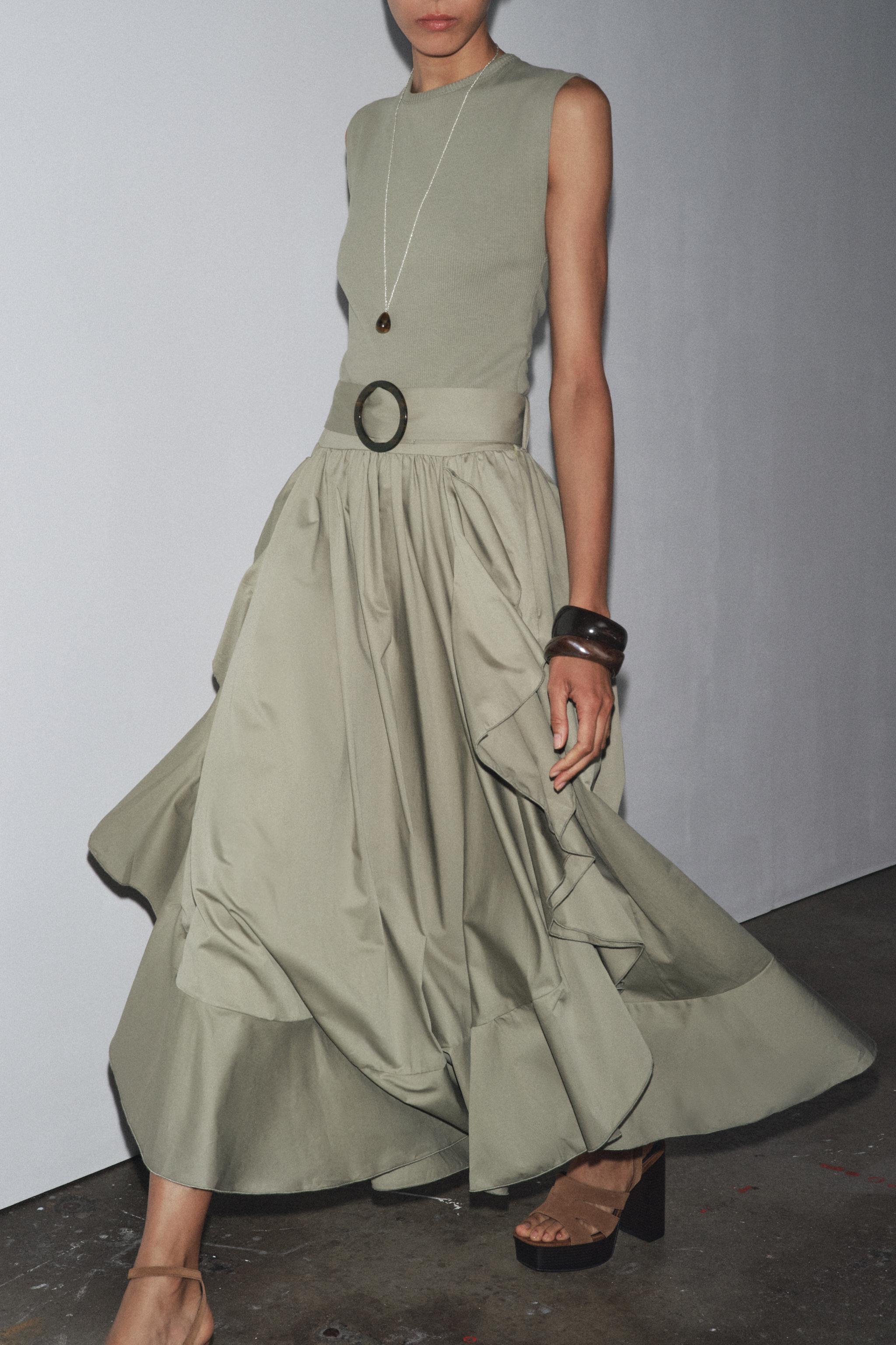 BELTED COMBINATION DRESS