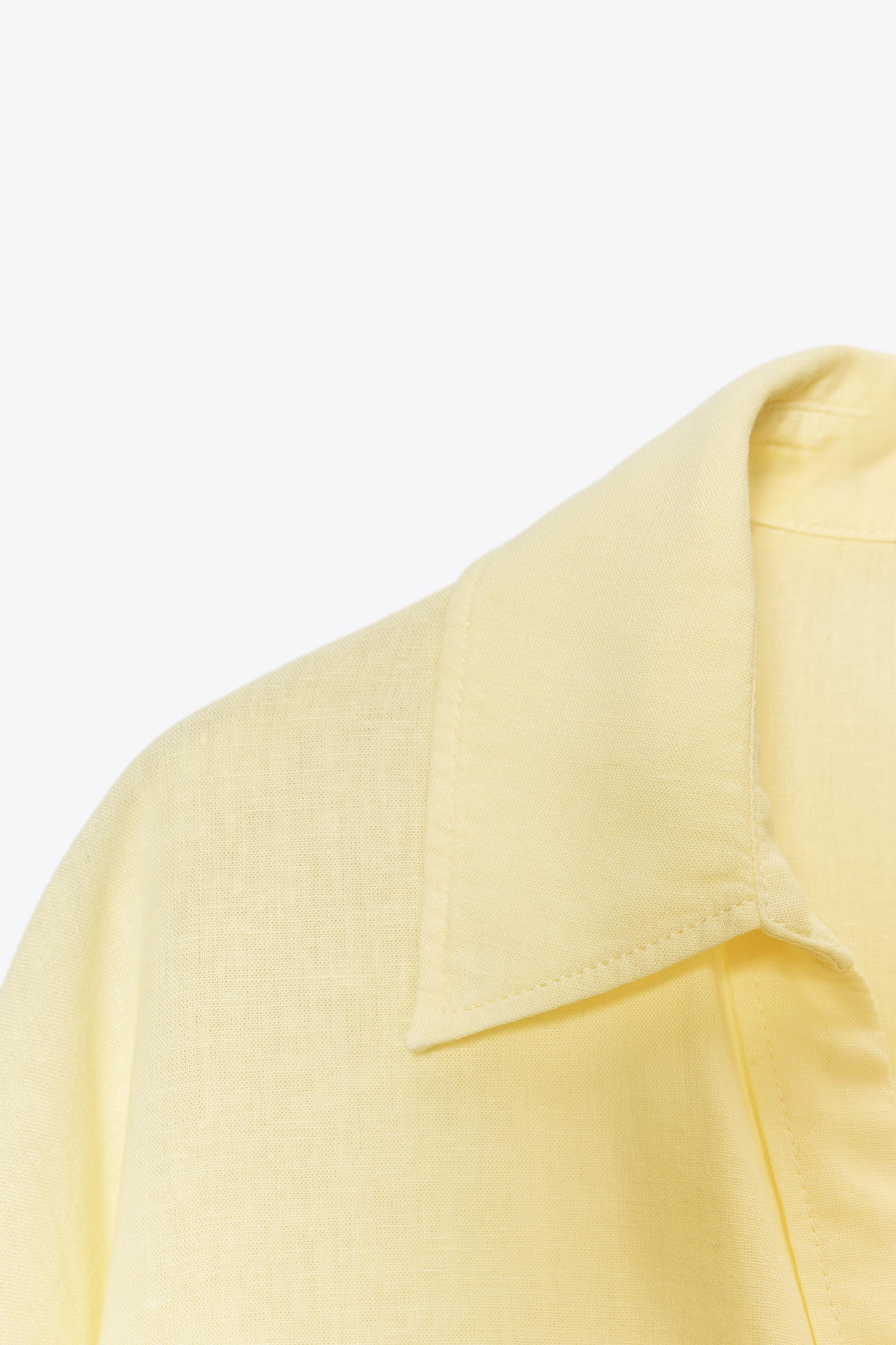 LINEN BLEND CROPPED SHIRT