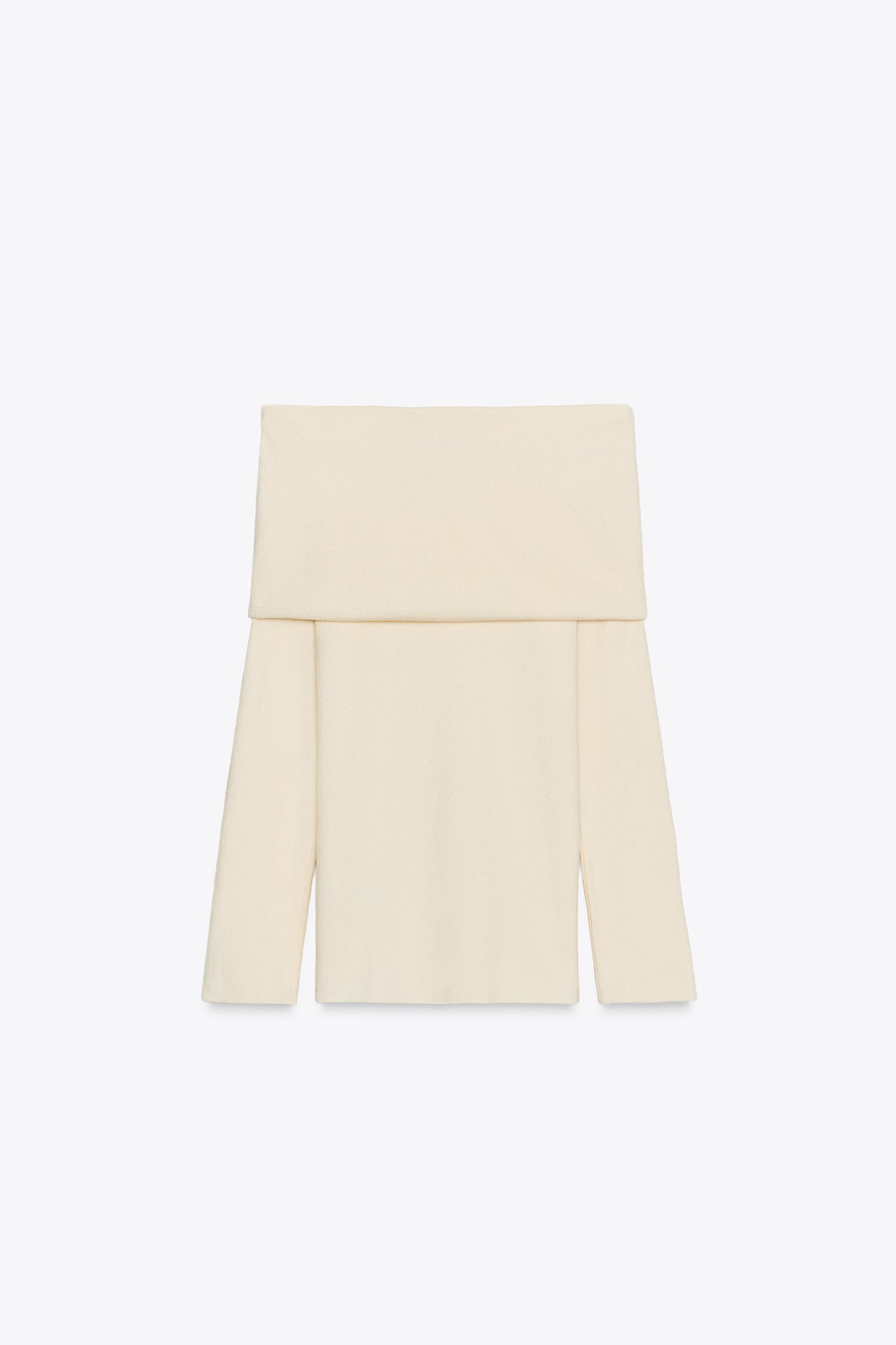 RUCHED STRAPLESS KNIT TOP