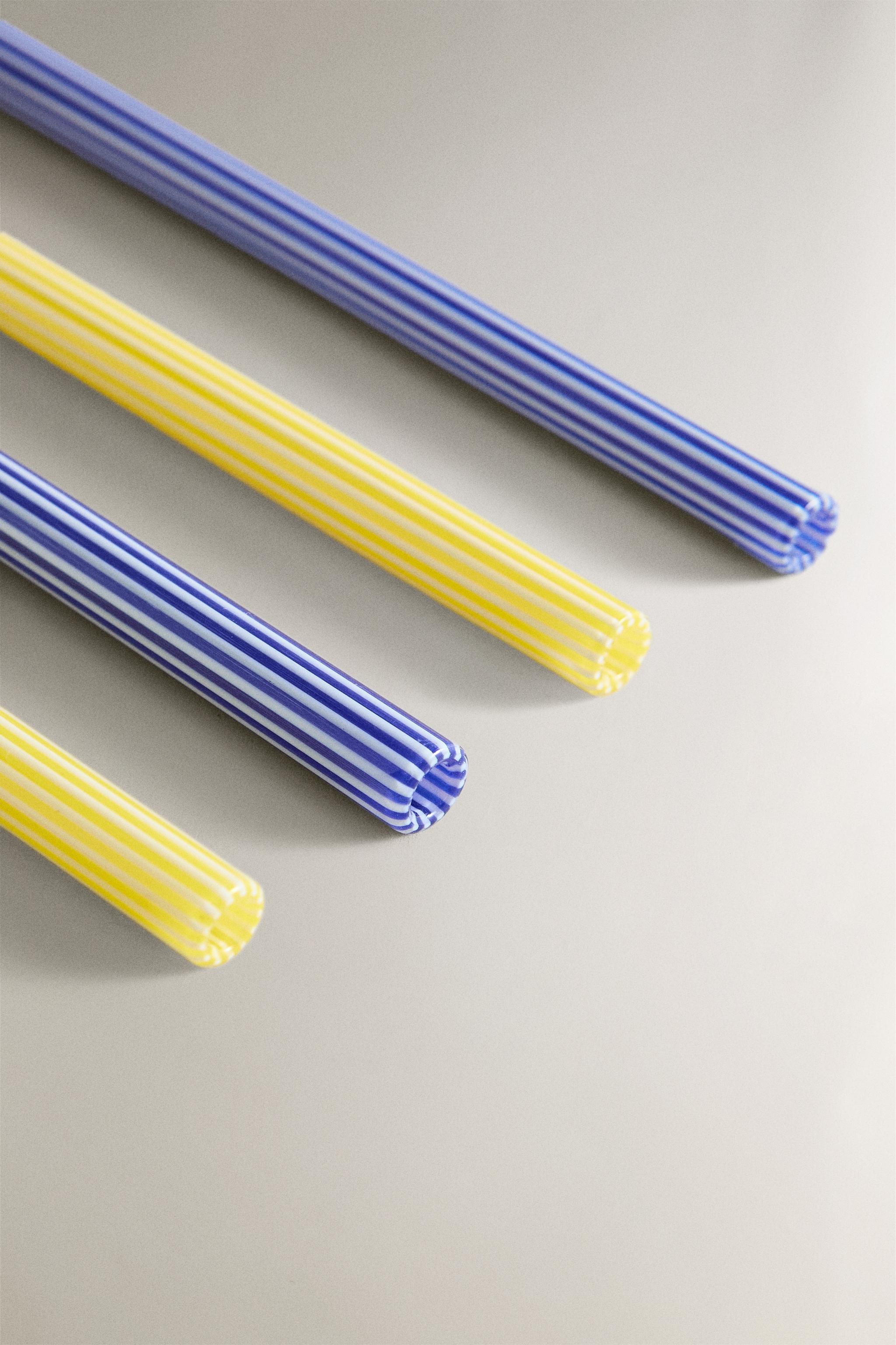 SET OF STRIPED BOROSILICATE GLASS STRAWS (SET OF 4)