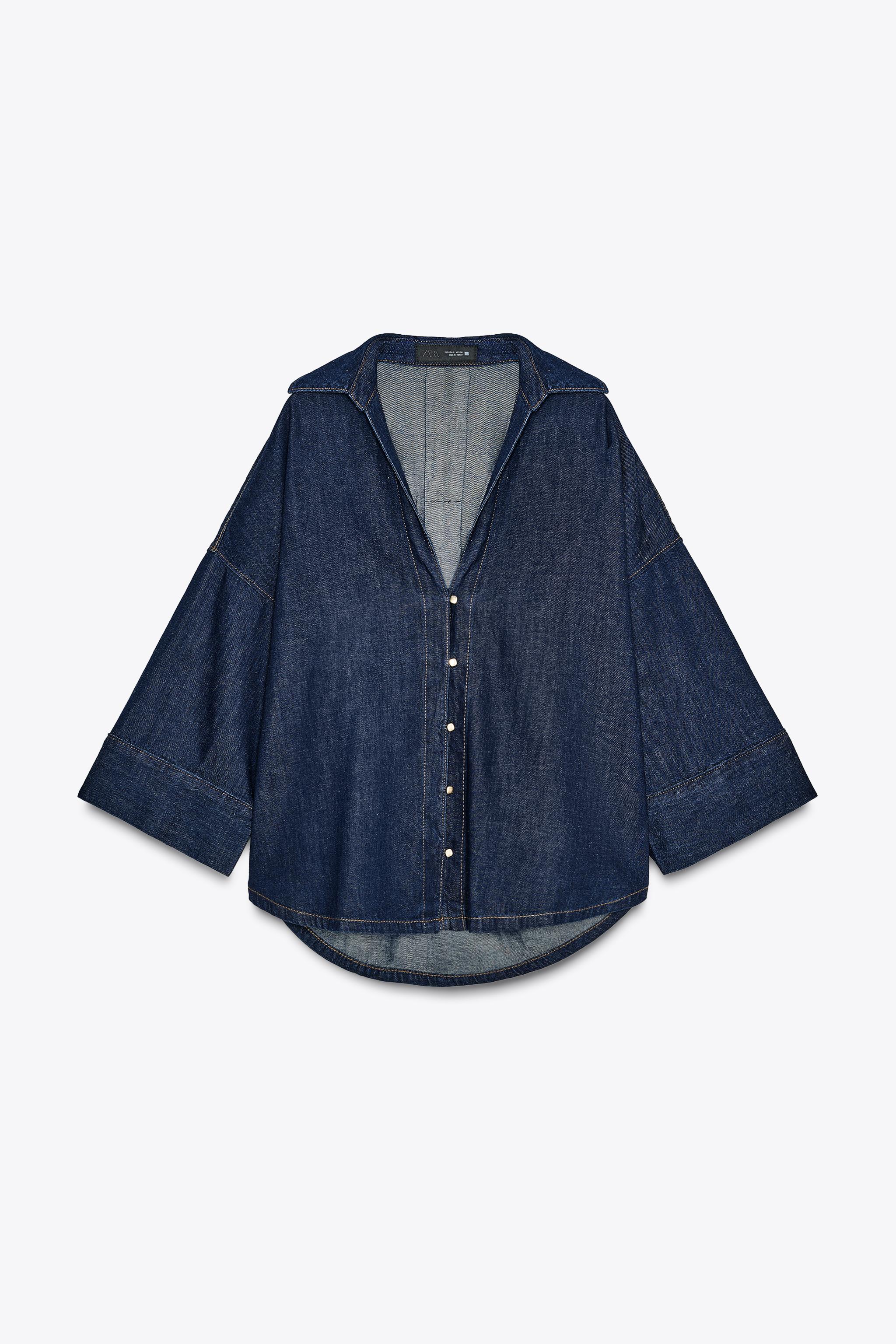 DENIM EFFECT BUTTON-UP SHIRT