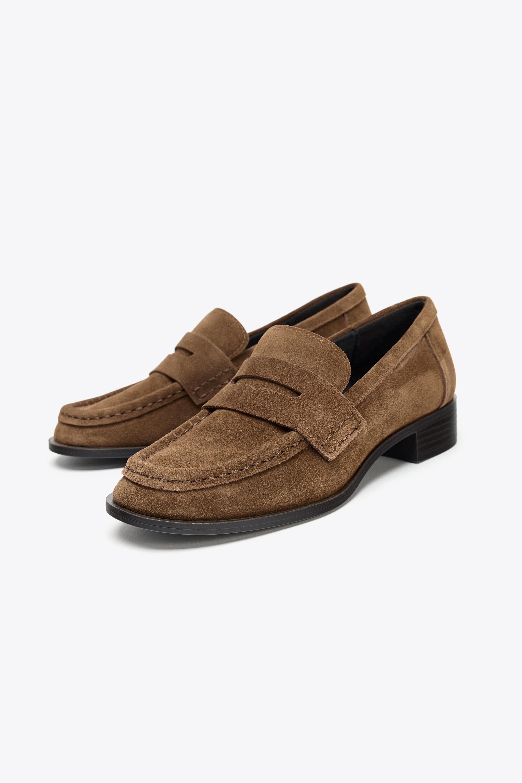 SPLIT LEATHER SADDLE LOAFERS