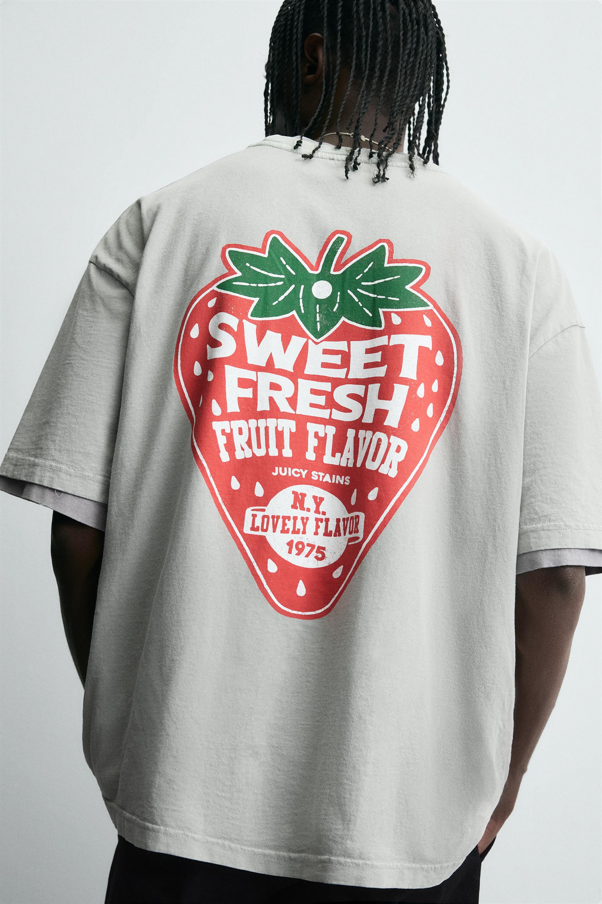 WASHED T-SHIRT WITH COMBINED PRINT