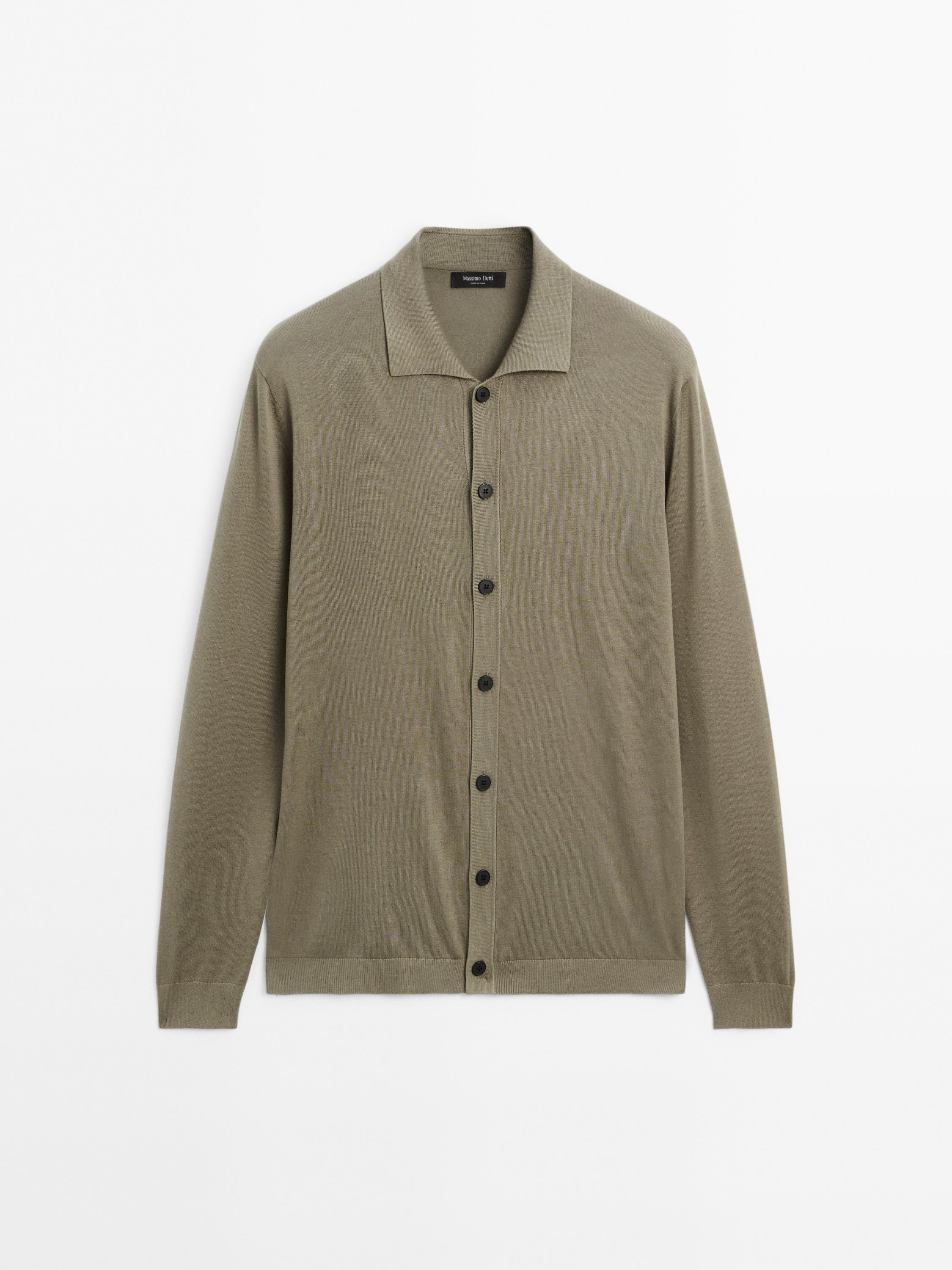 Cotton blend knit cardigan