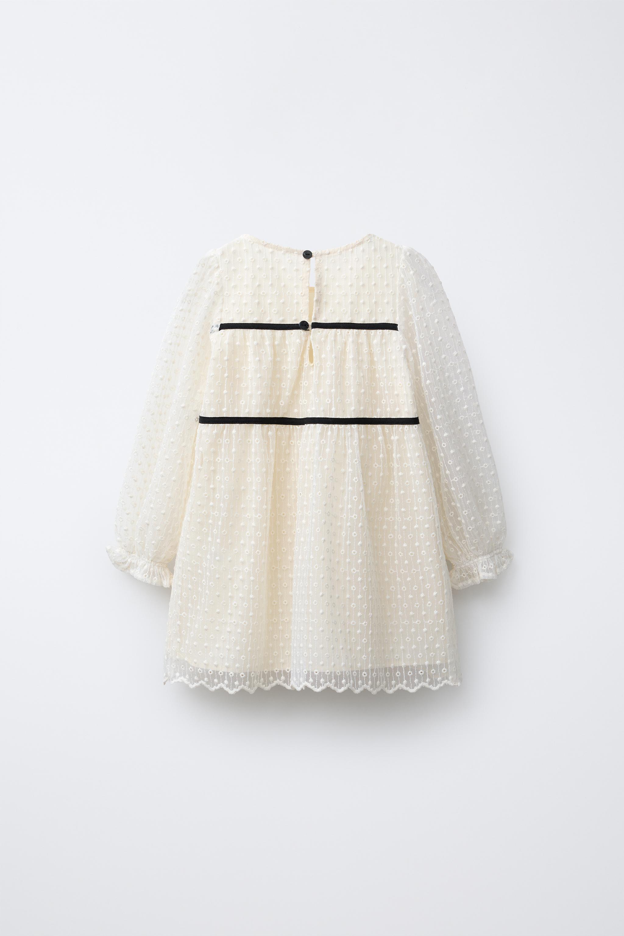 EMBROIDERED TULLE DRESS WITH BOWS