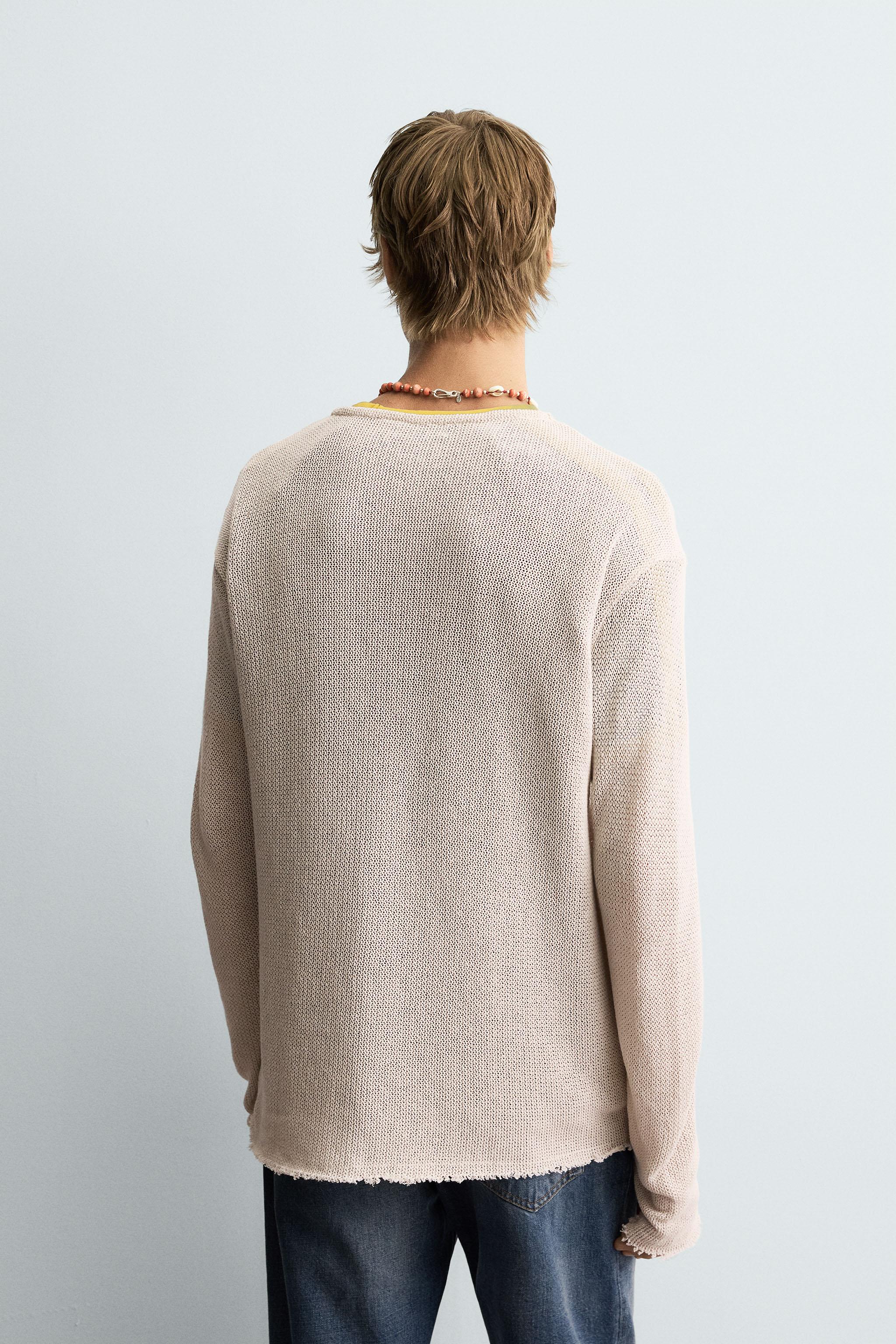 TEXTURED KNIT SWEATER WITH CUTOUTS