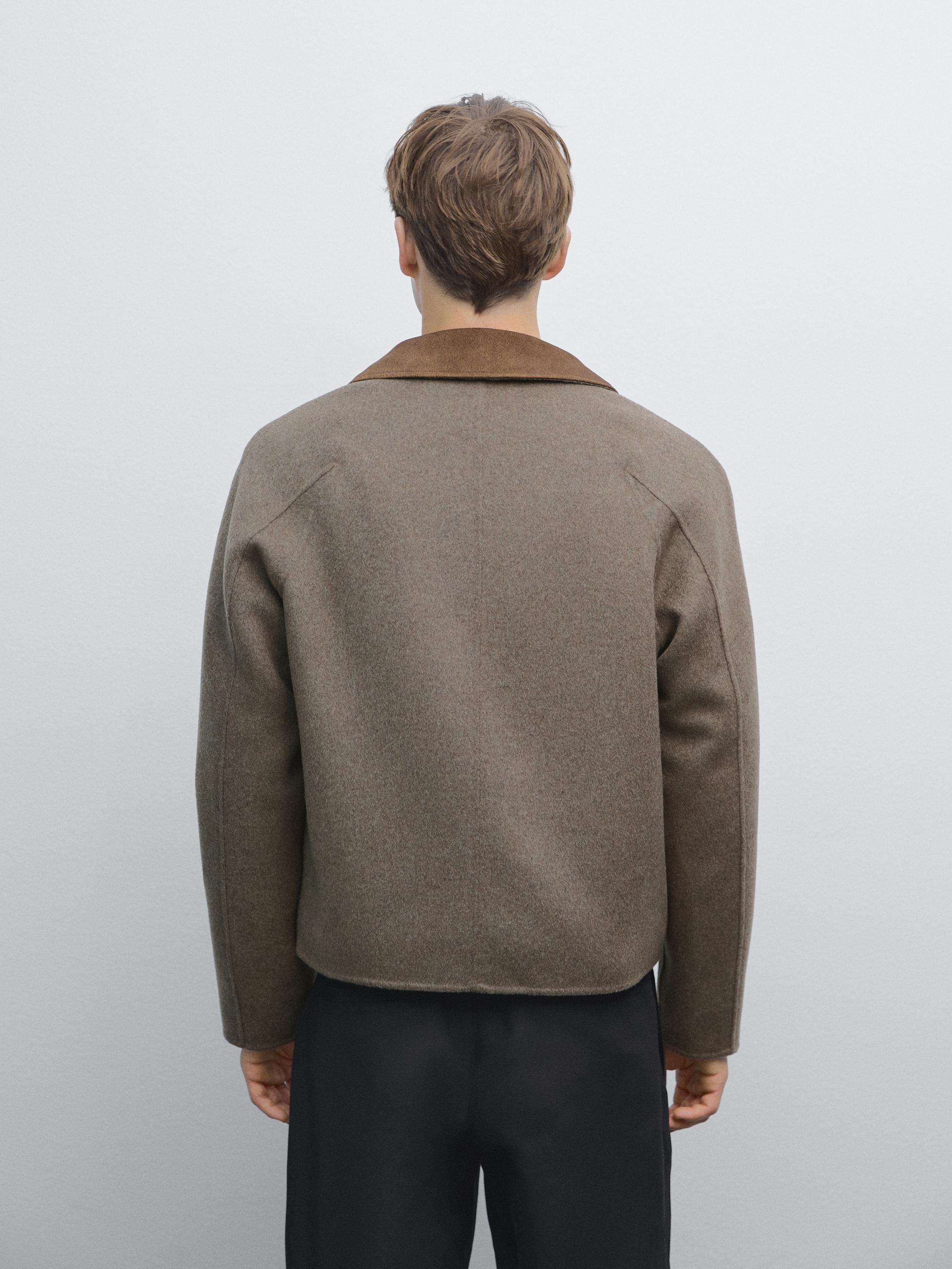 Jacket with double wool collar detail