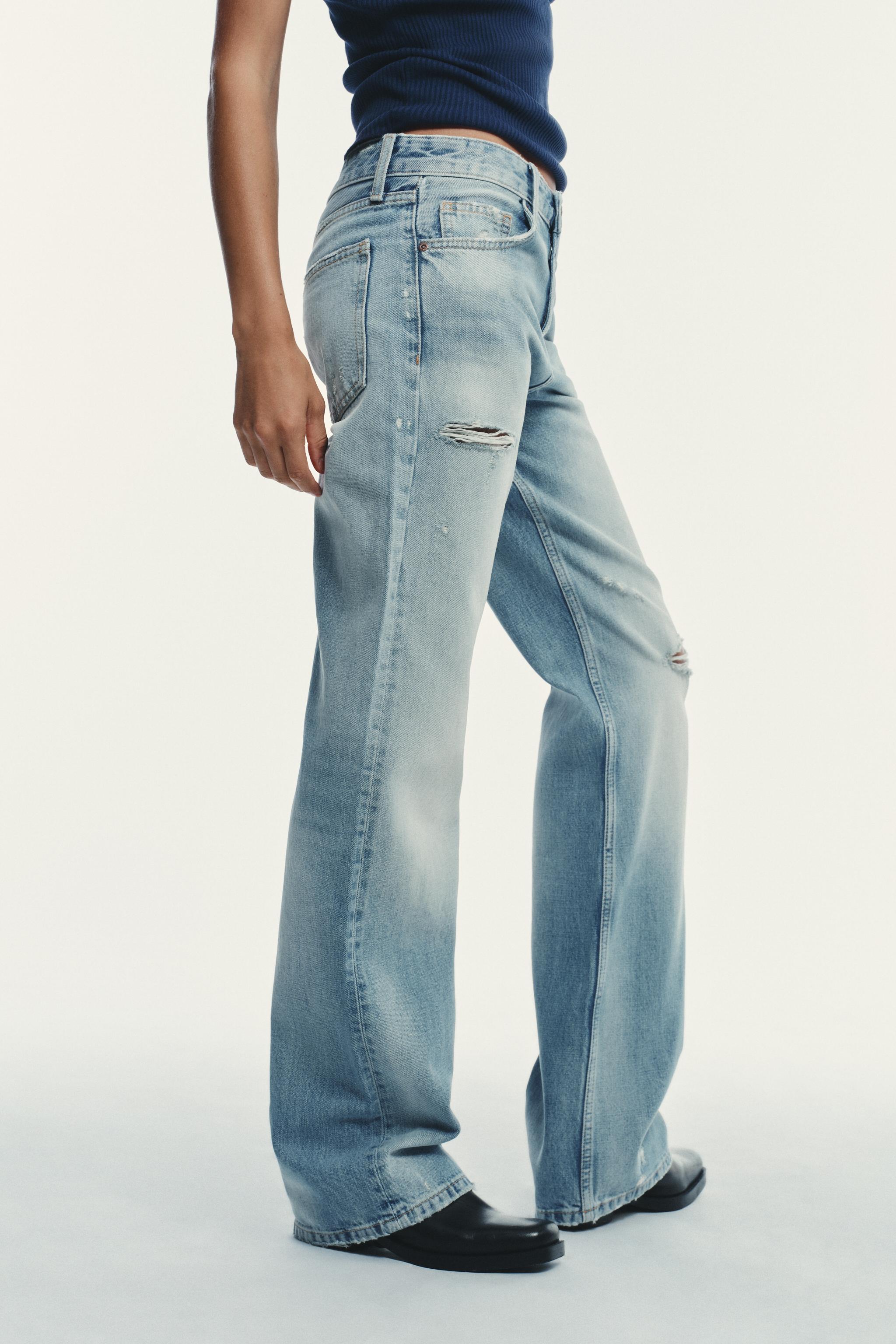 TRF MID-RISE RIPPED WIDE LEG JEANS