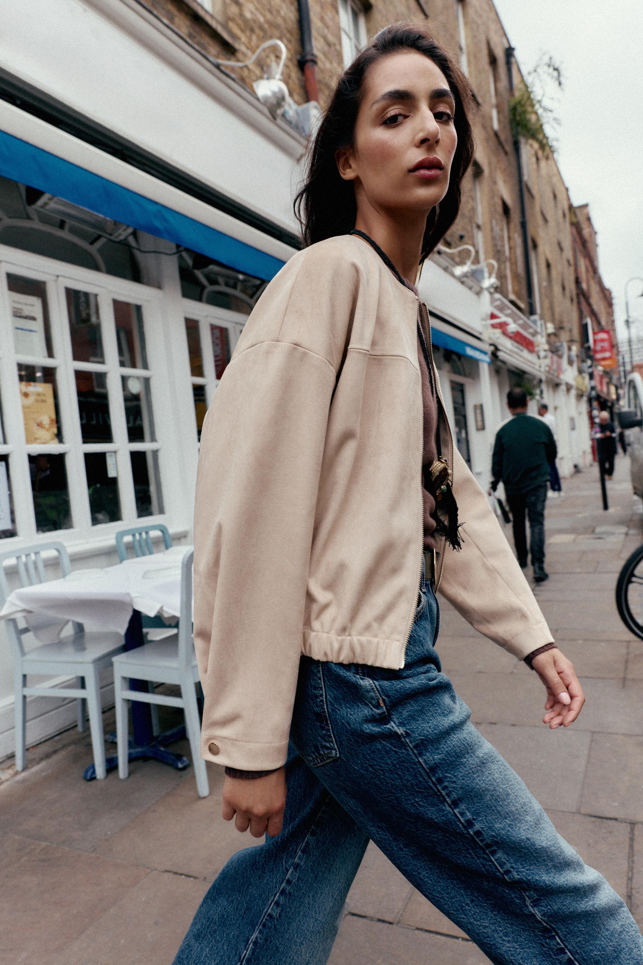 FAUX SUEDE BOMBER JACKET