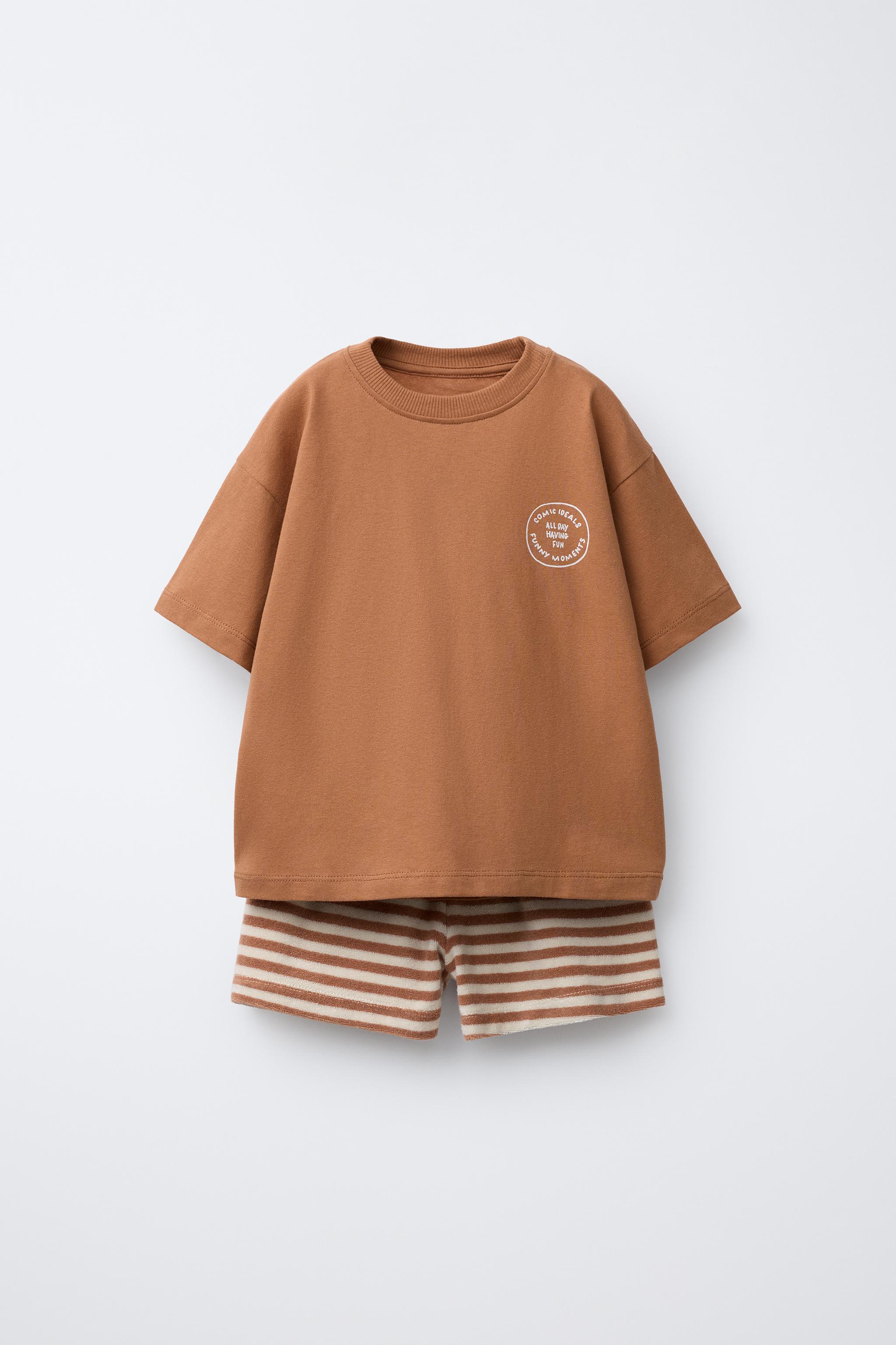 STRIPED TOWEL T-SHIRT AND BERMUDA SET