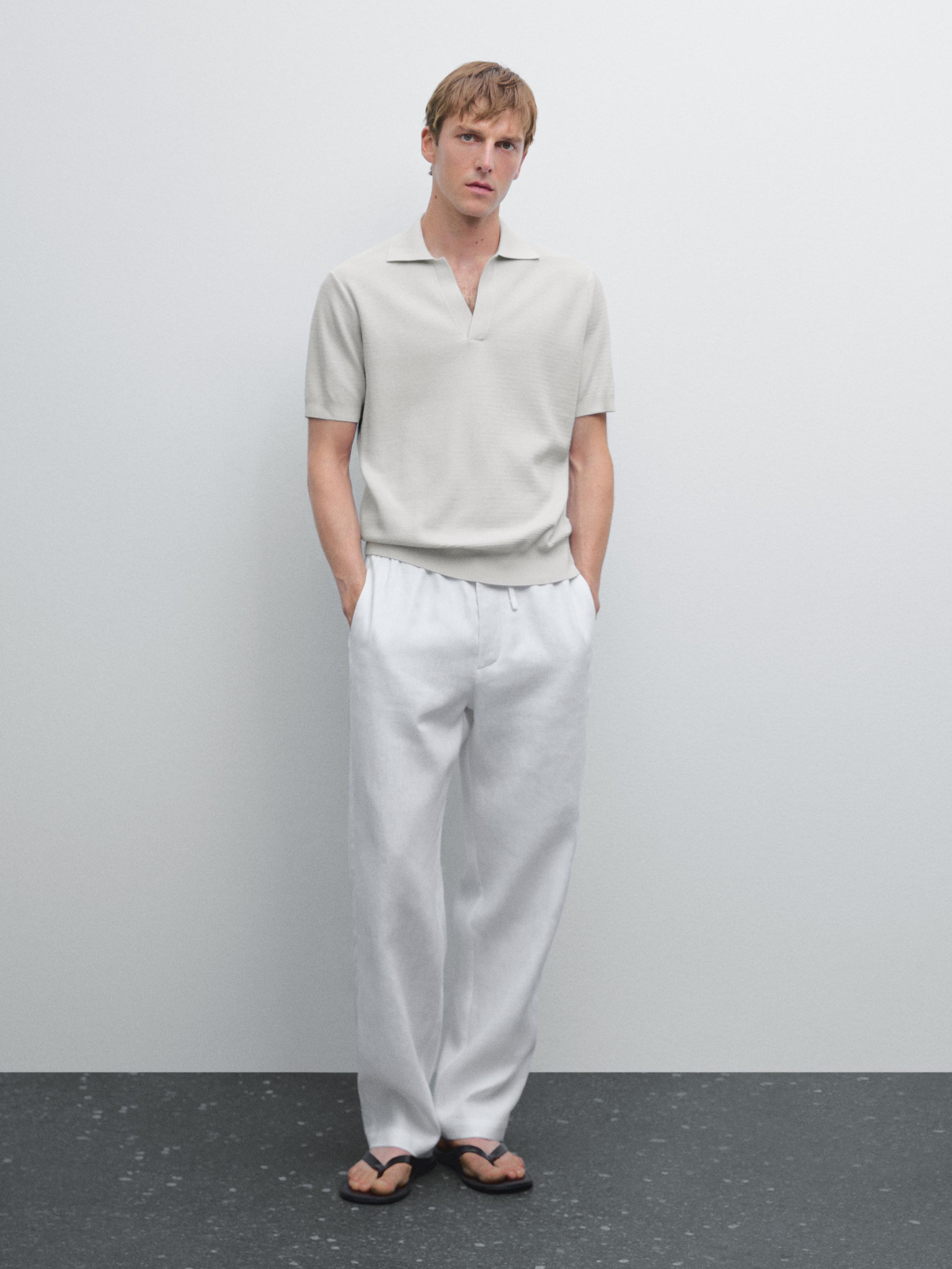 Knit V-neck polo shirt