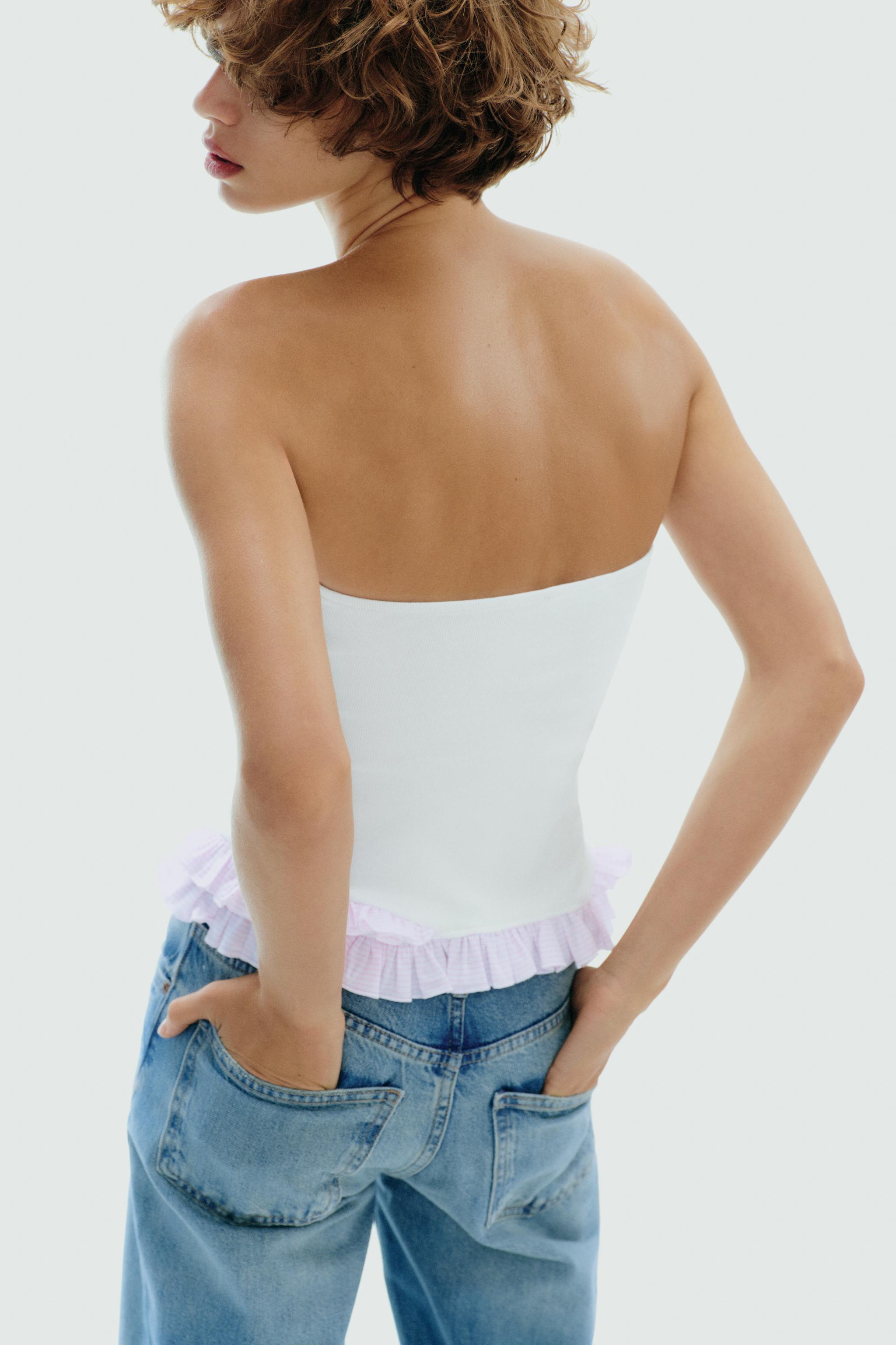 CONTRAST STRAPLESS TOP