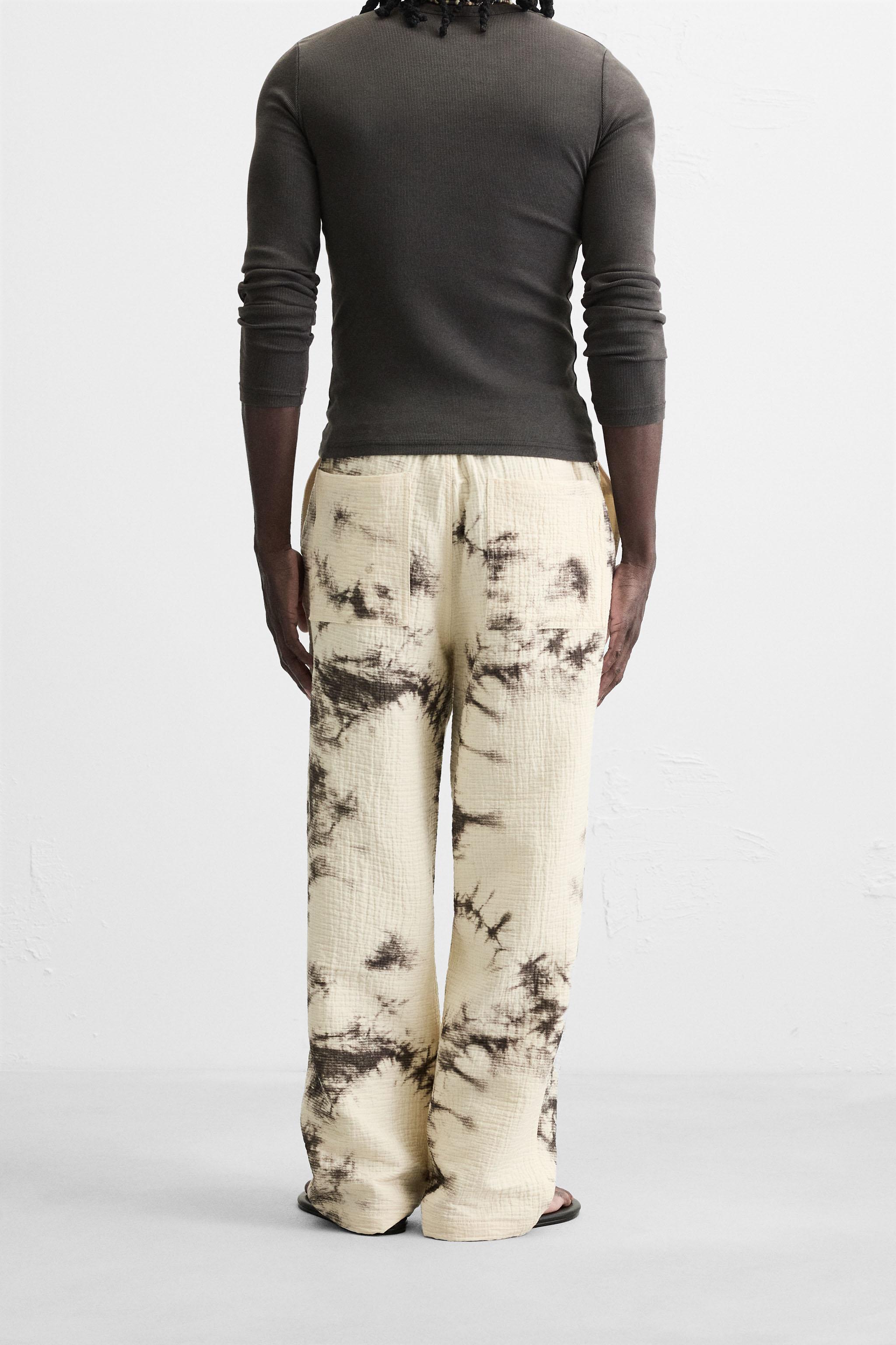 TEXTURED TIE-DYE PRINT PANTS