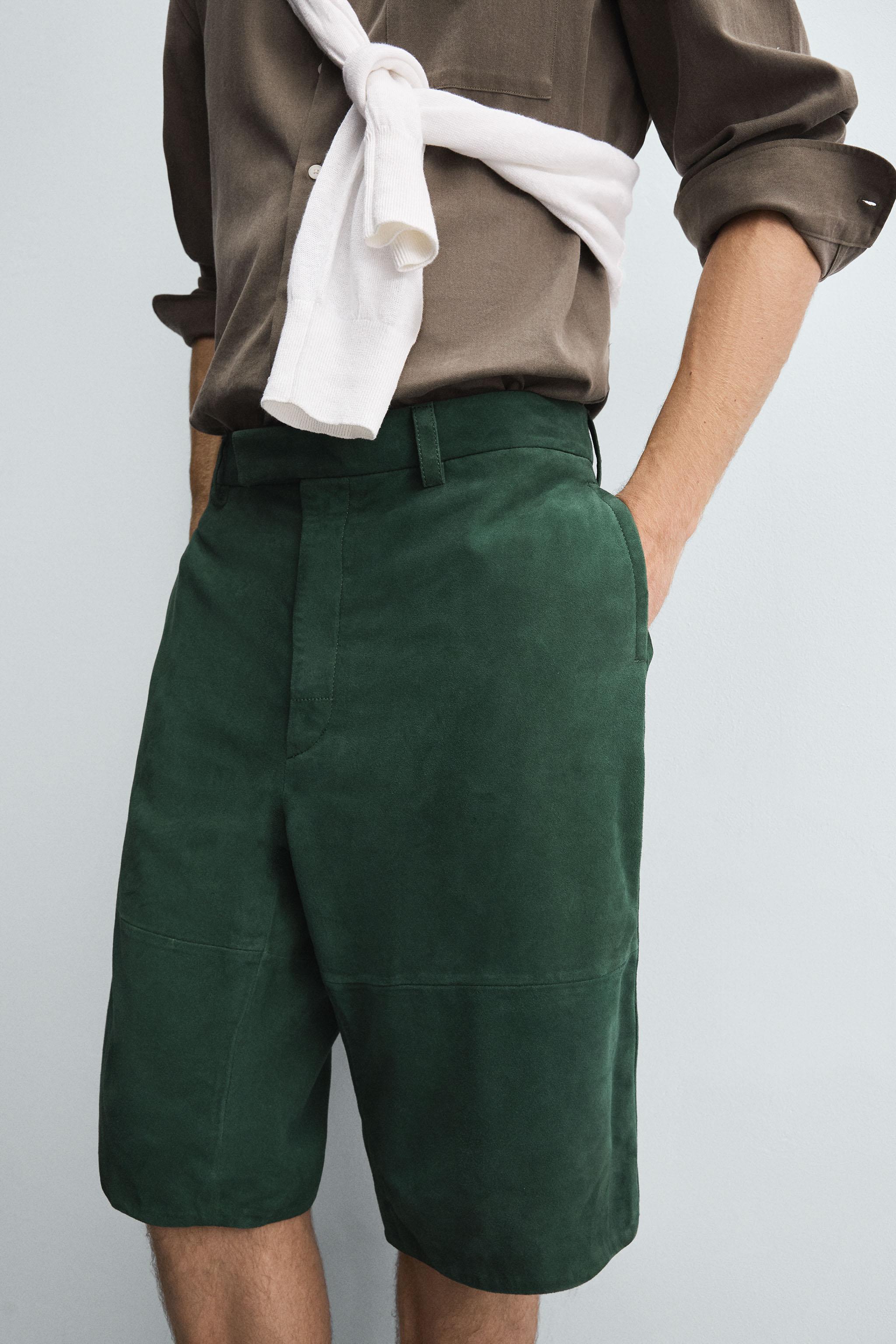 RELAXED FIT SUEDE LEATHER SHORTS