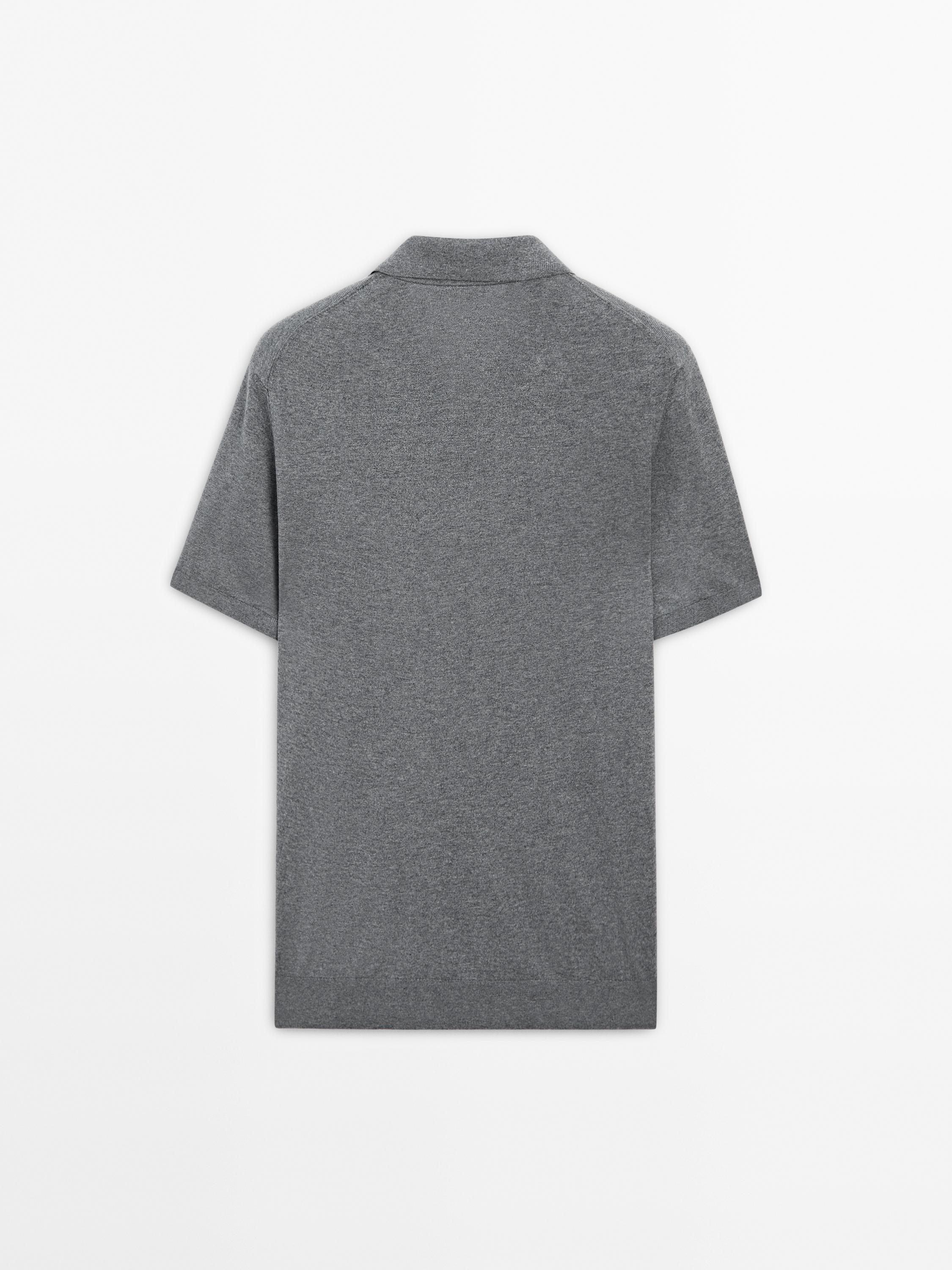 Cotton blend knit polo shirt
