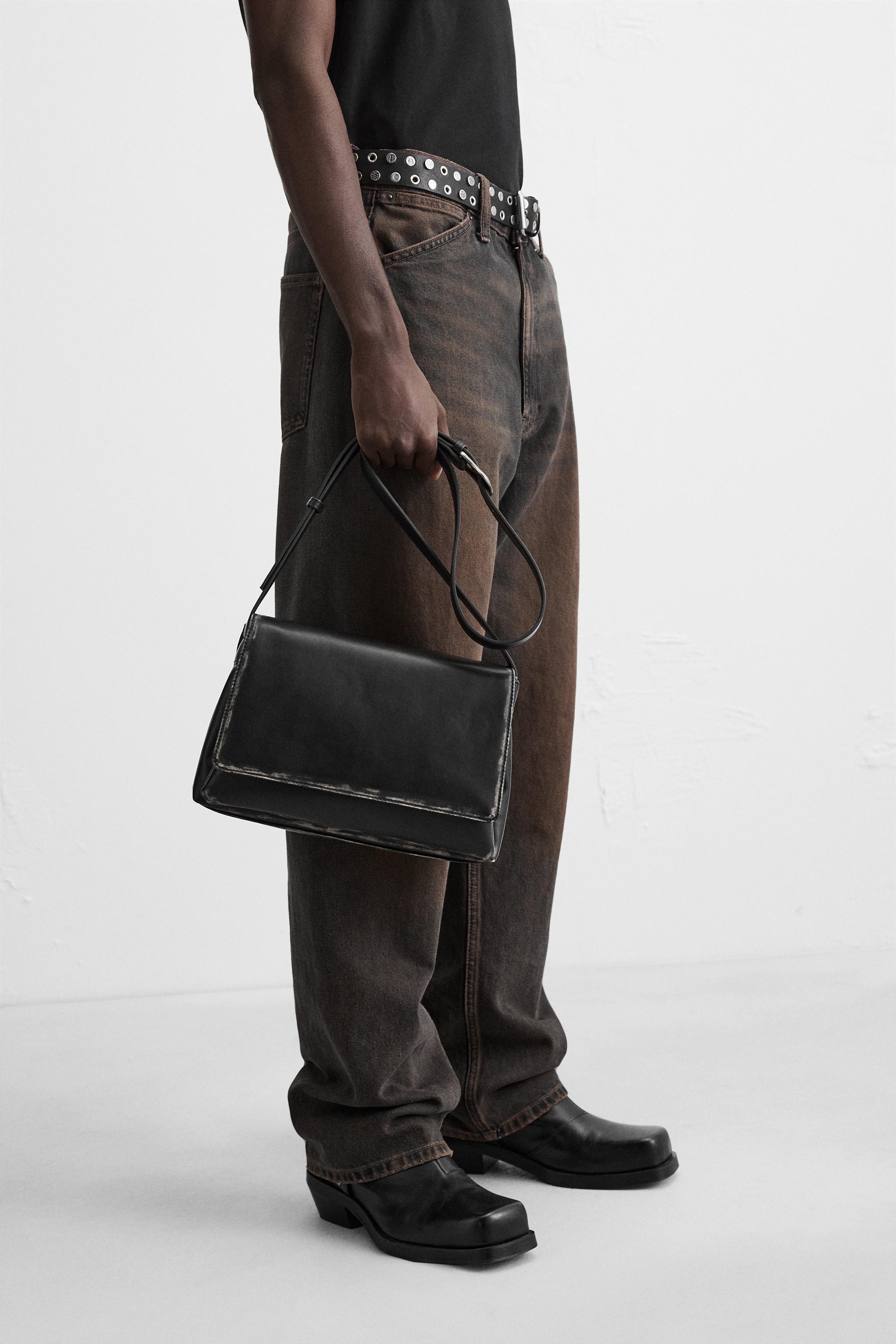 DISTRESSED EFFECT FLAP CROSSBODY BAG