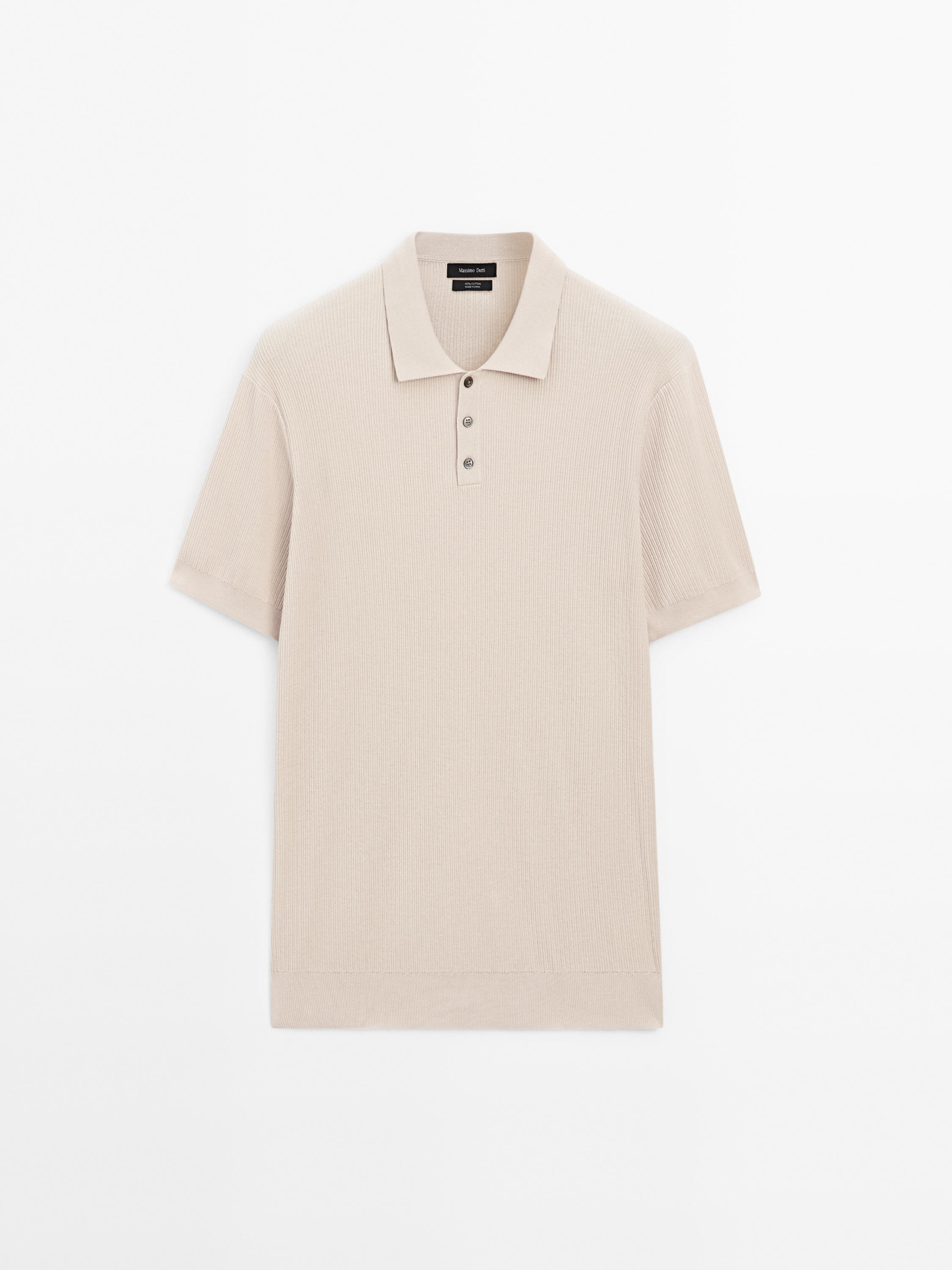 100% cotton ribbed knit polo shirt