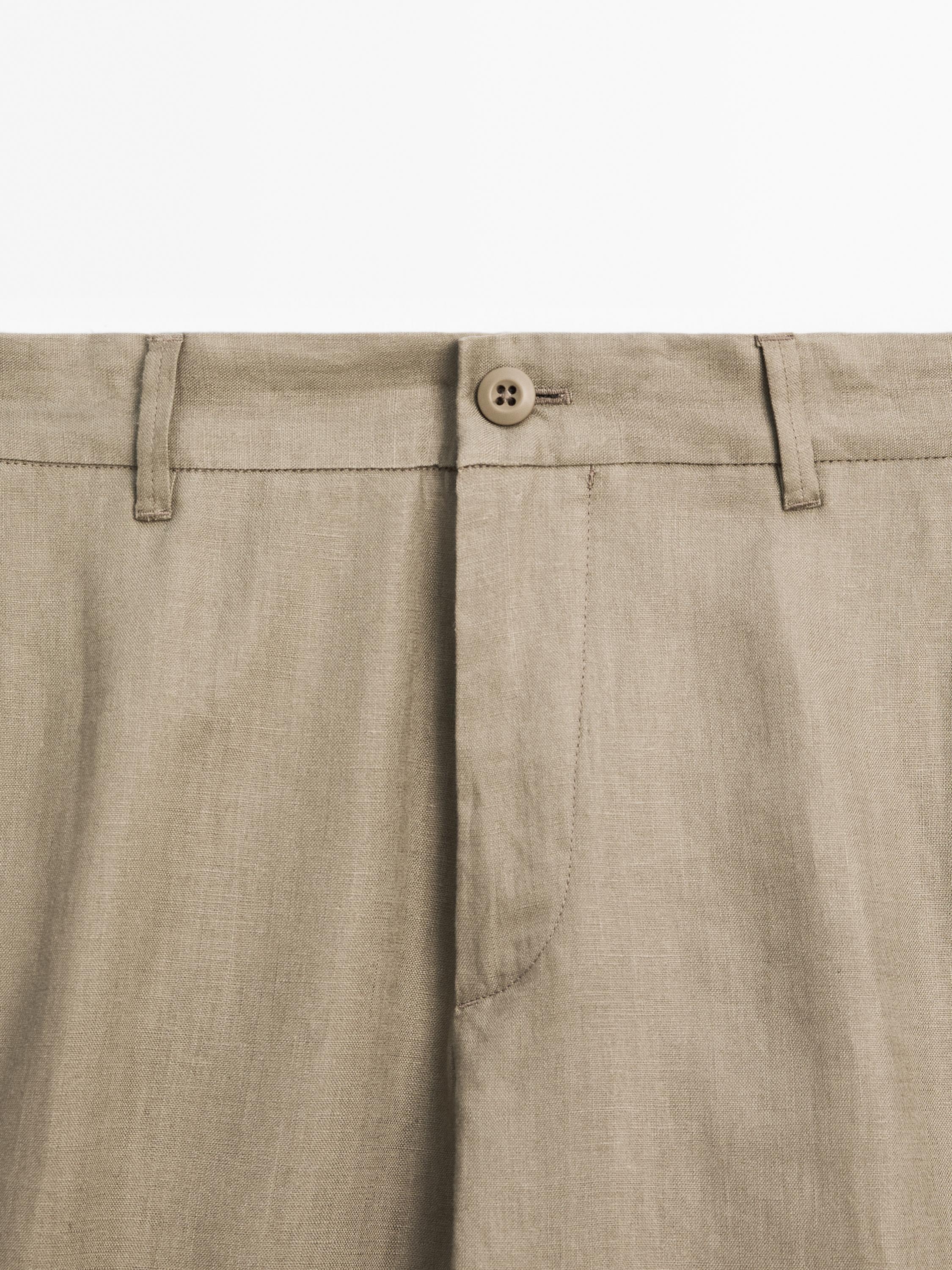 100% linen tapered fit trousers