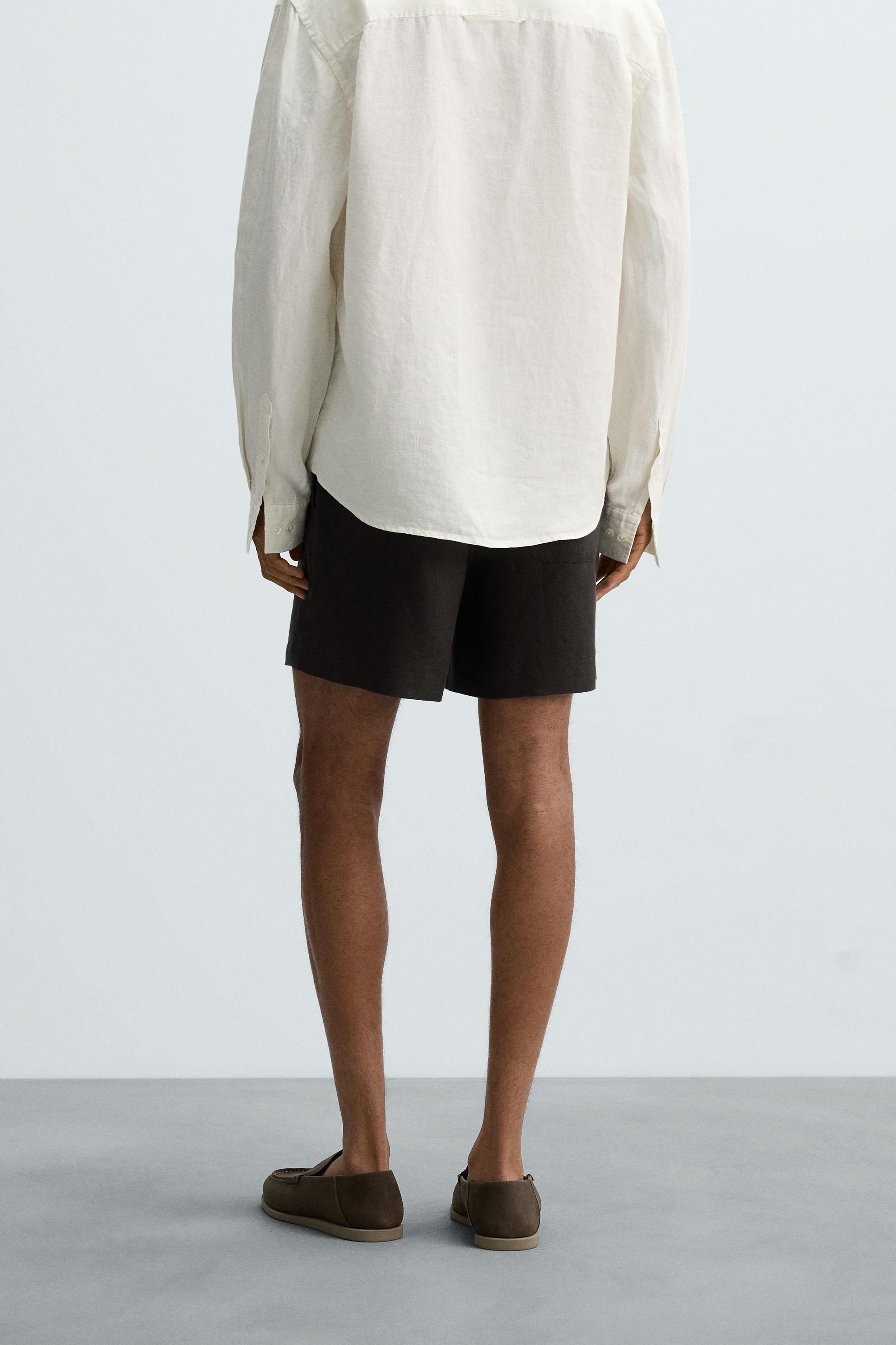 100% LINEN BERMUDA SHORTS