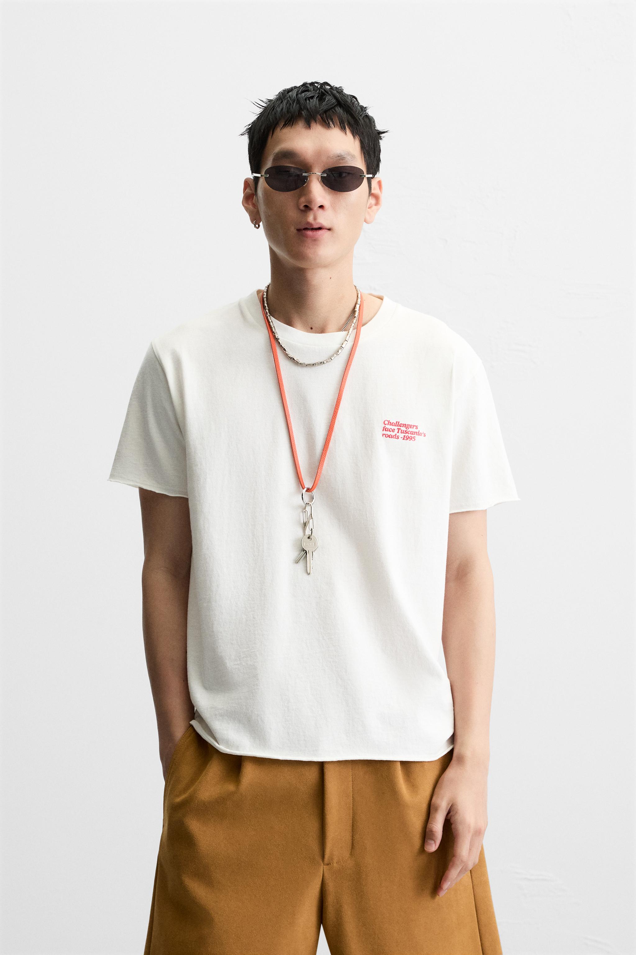 WASHED PRINT TEXT T-SHIRT