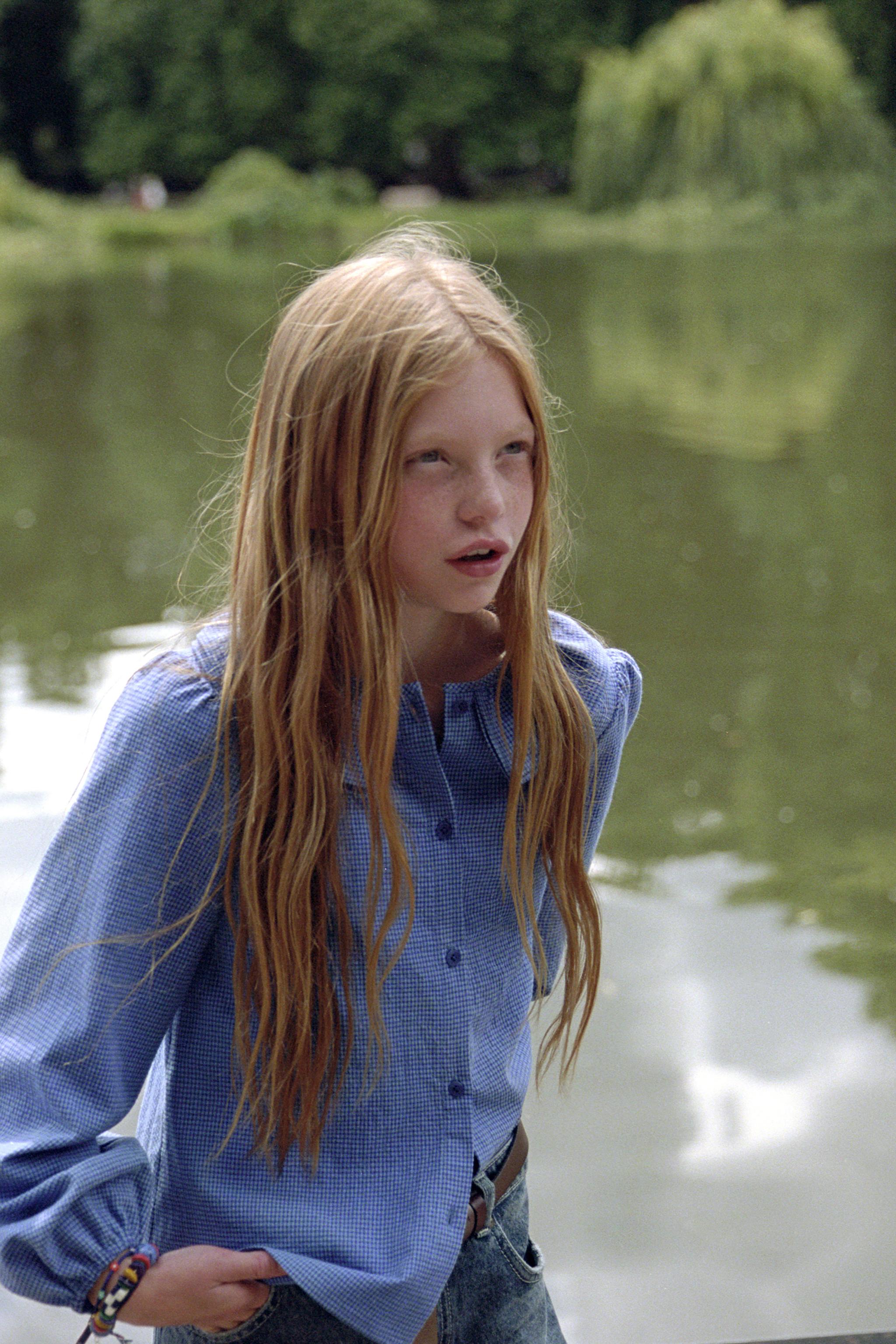 GINGHAM CHECK DOUBLE COLLAR SHIRT