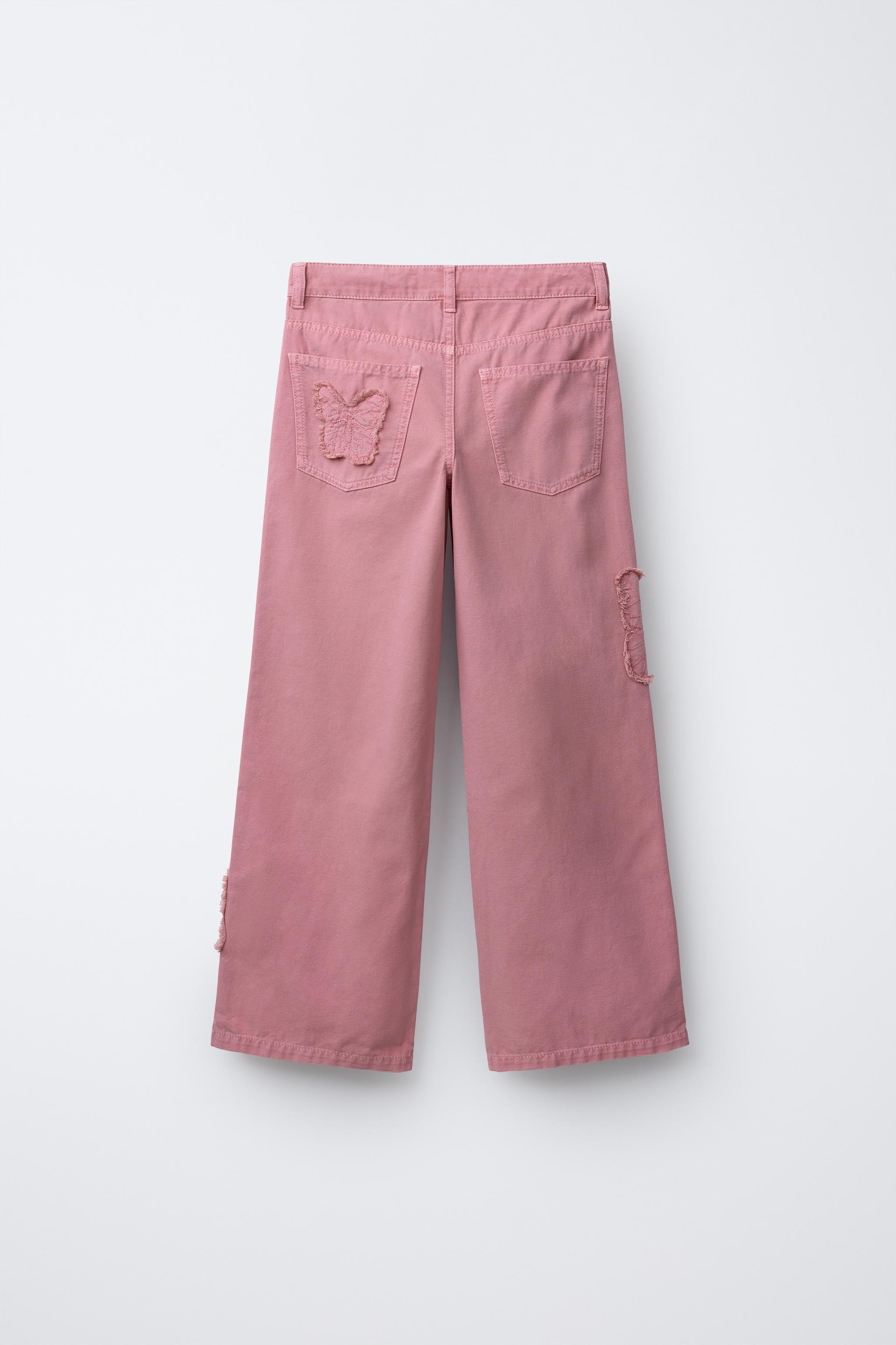 EMBROIDERED BUTTERFLY WIDE LEG JEANS