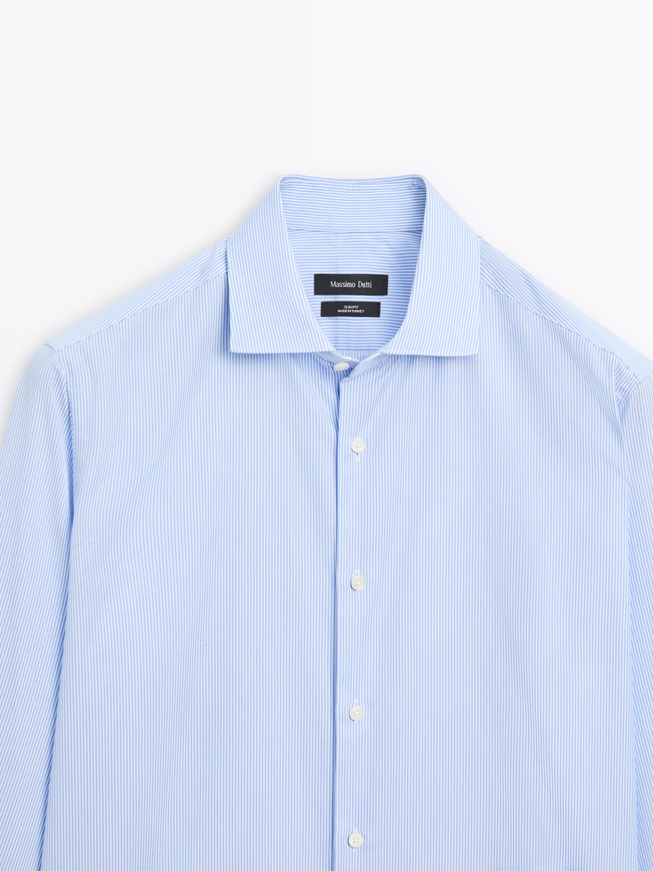 Slim fit striped twill shirt