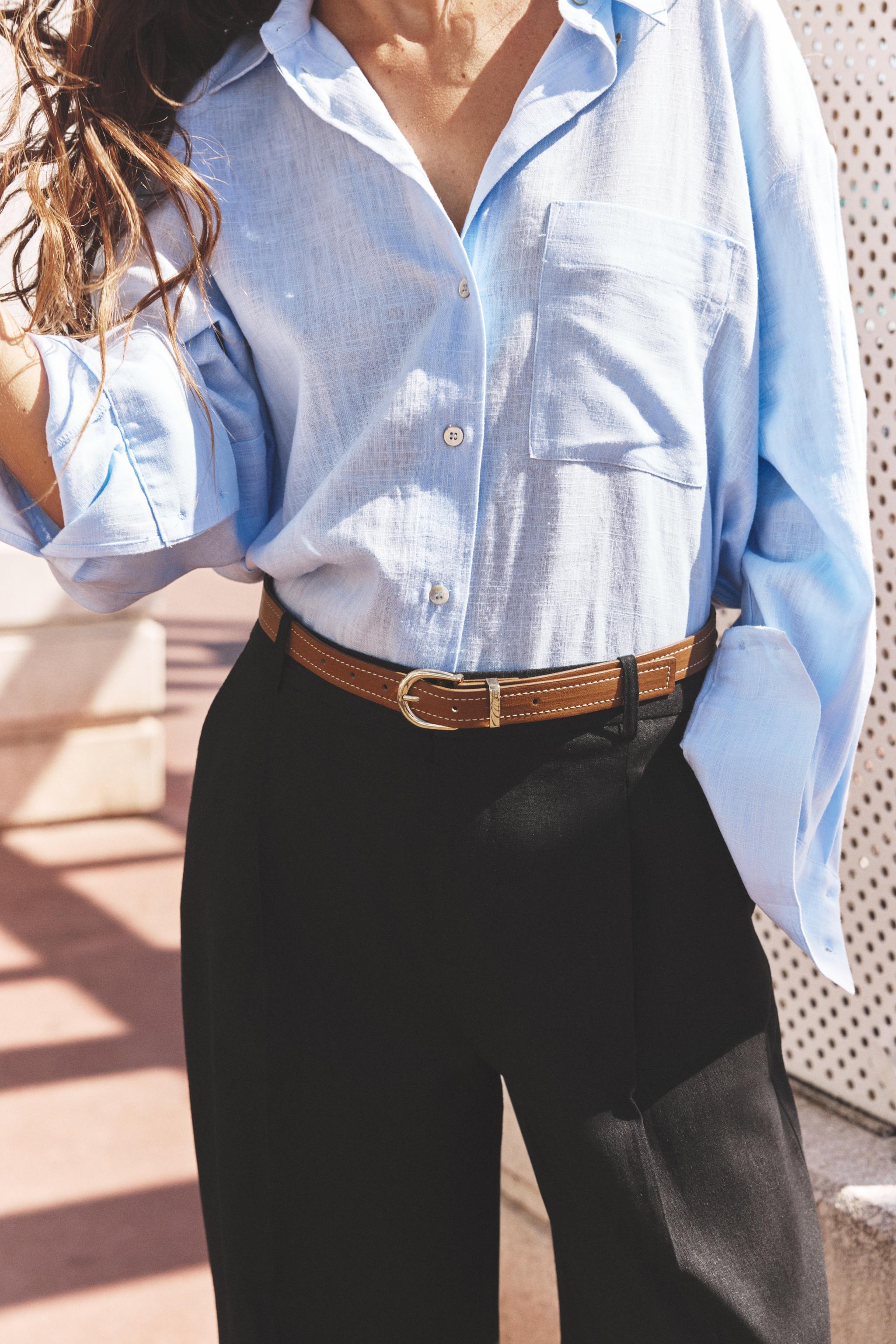 LINEN STRAIGHT LEG PANTS WITH BELT