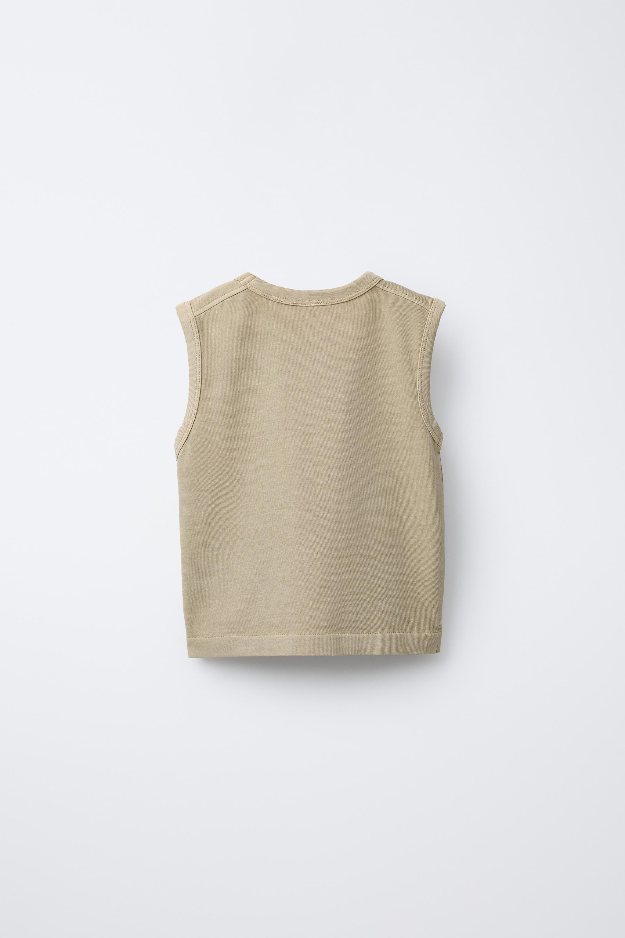 GARMENT DYE EMBROIDERED SLEEVELESS T-SHIRT