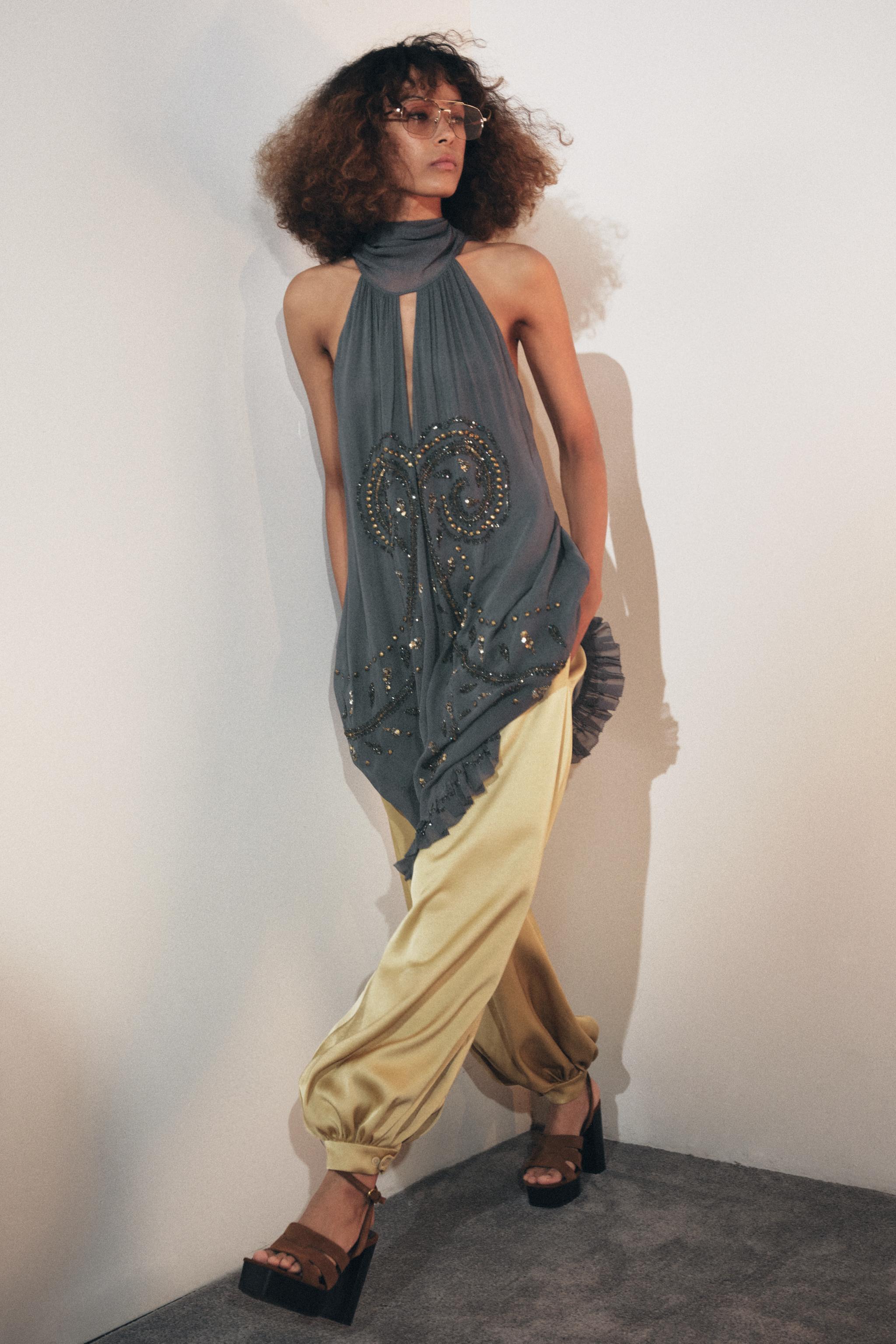 EMBROIDERED HALTER DRESS ZW COLLECTION