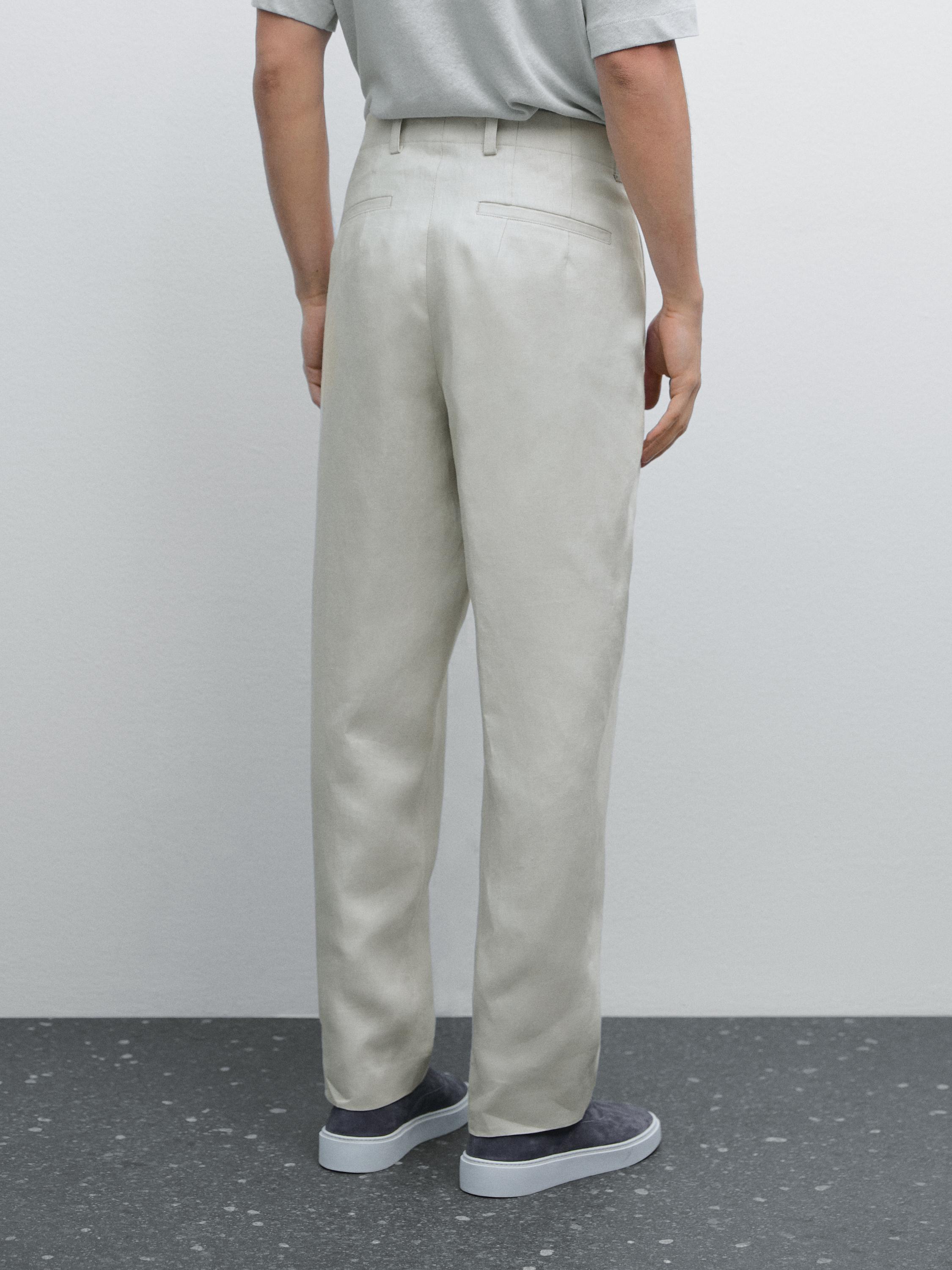 100% linen suit trousers
