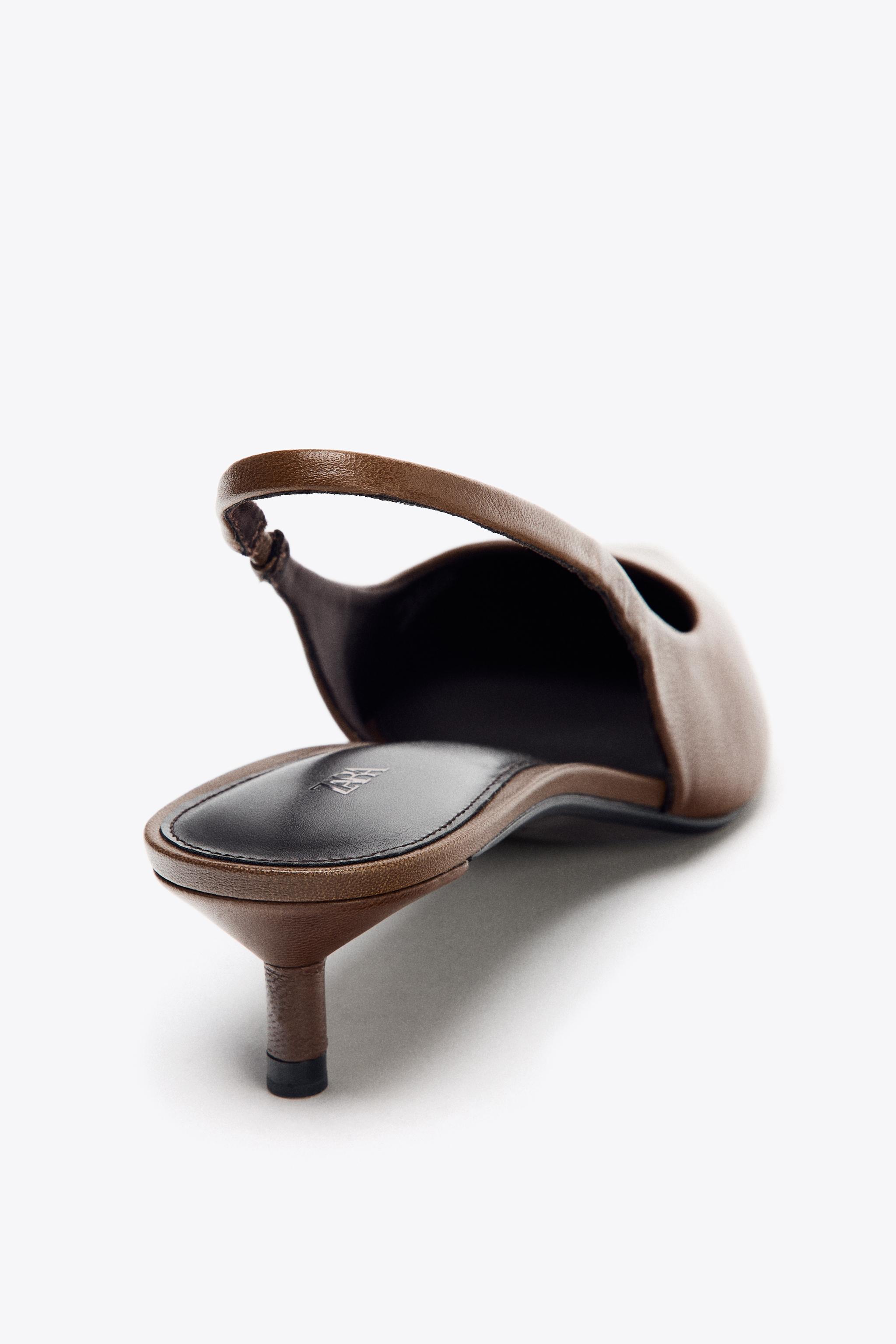 LEATHER KITTEN HEEL SHOES