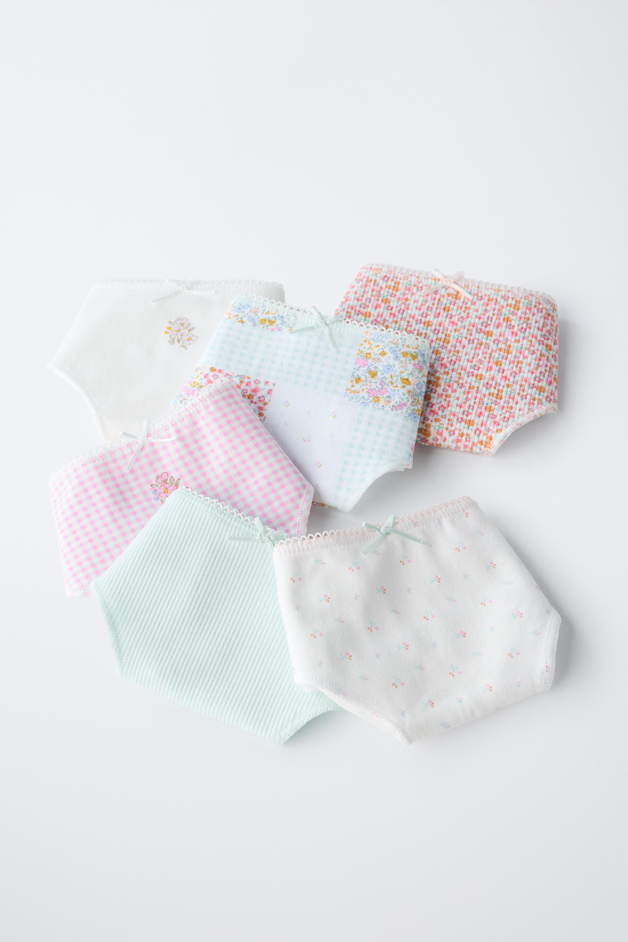 6-14 YEARS/ SIX-PACK OF PATCHWORK AND RIBBED FLORAL UNDERWEAR