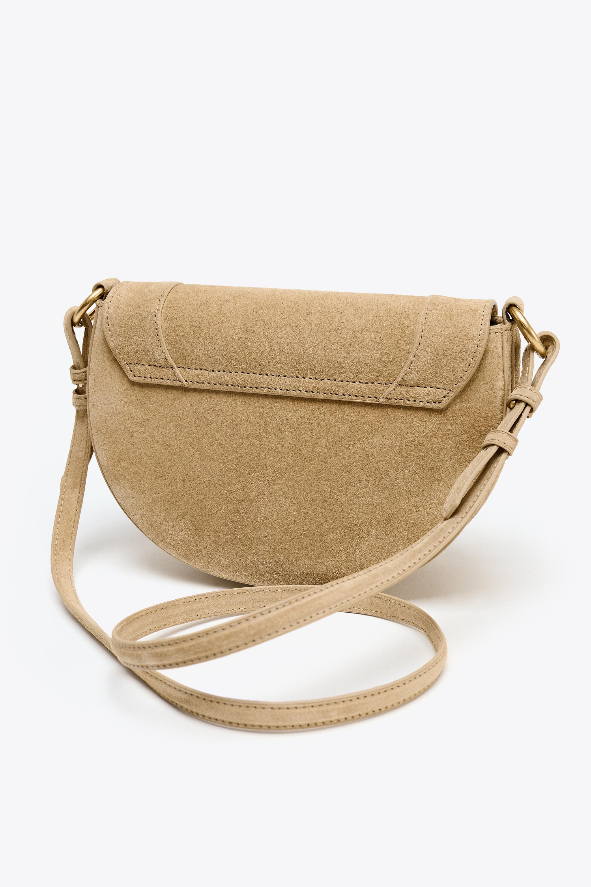 DOUBLE HANDLE LEATHER CROSSBODY BAG