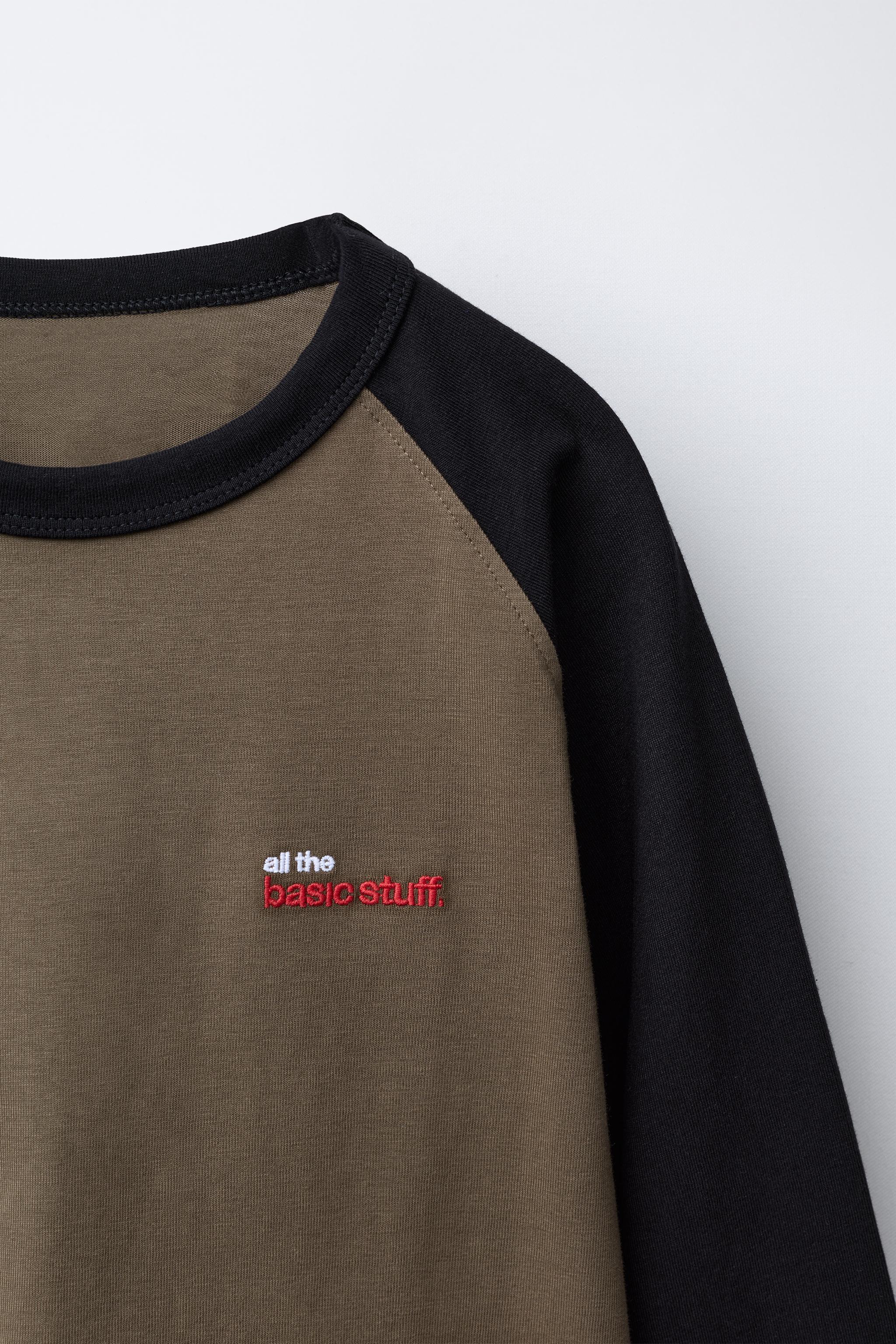 RAGLAN SLEEVE T-SHIRT WITH EMBROIDERED TEXT