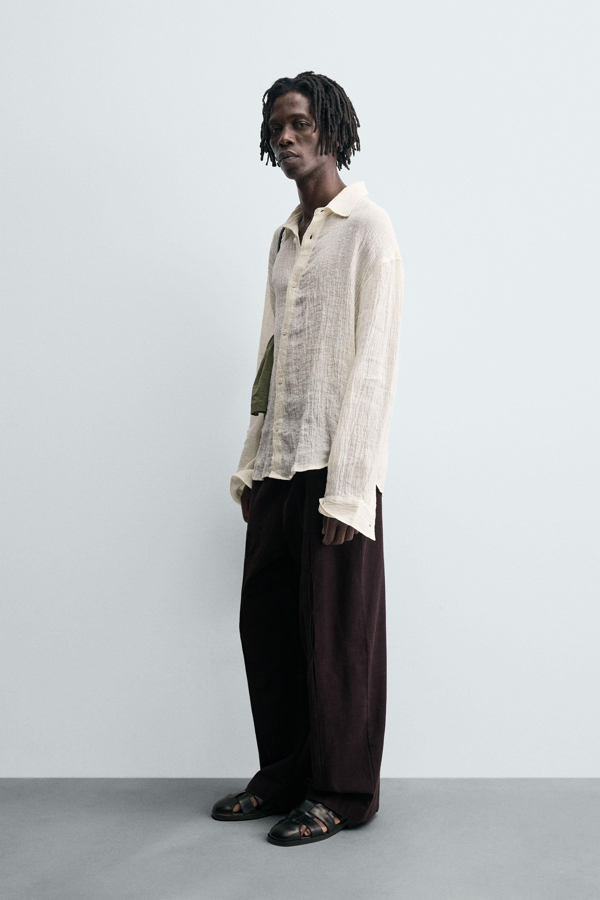 100% CRINKLED LINEN SHIRT