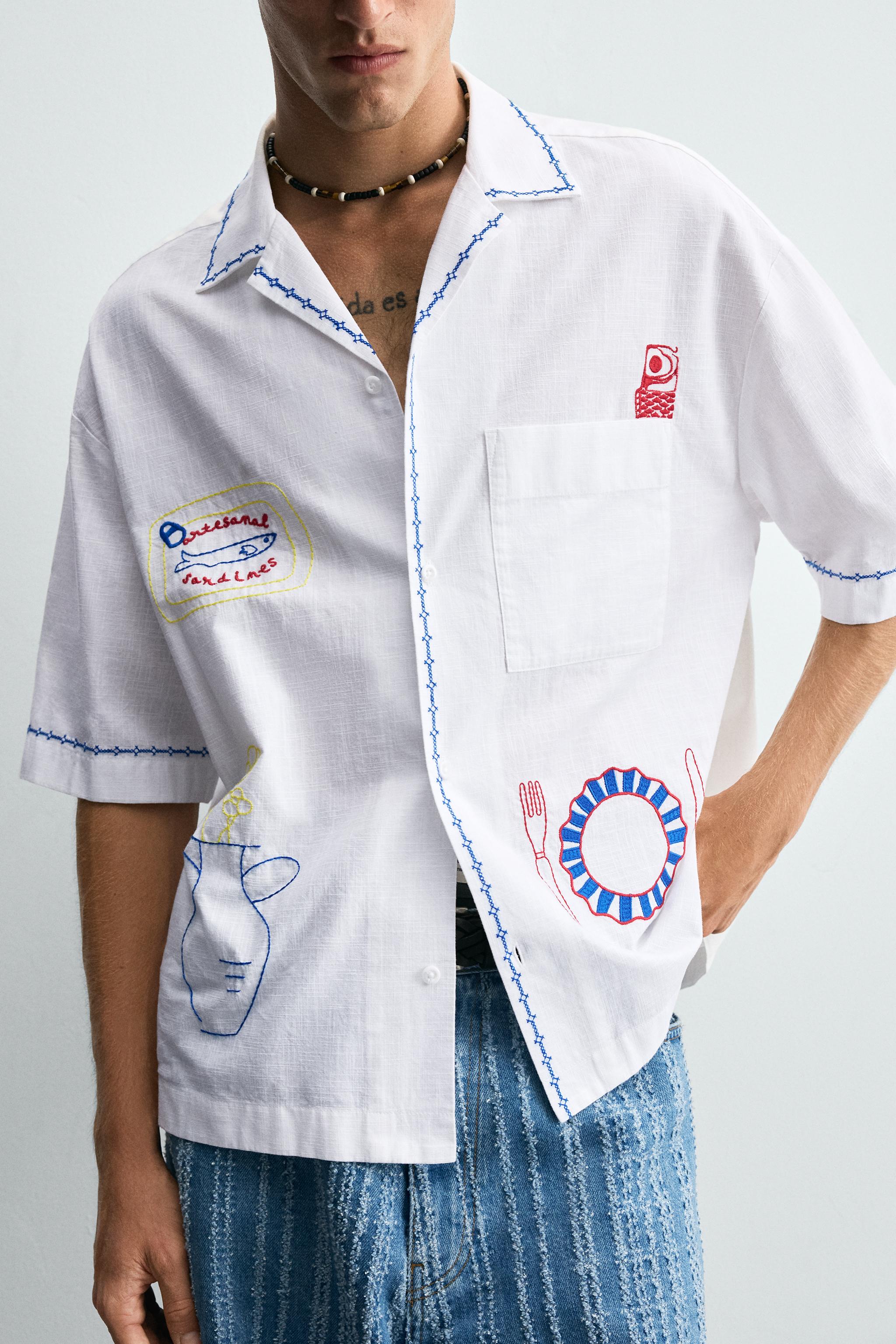CONTRAST EMBROIDERY SHIRT