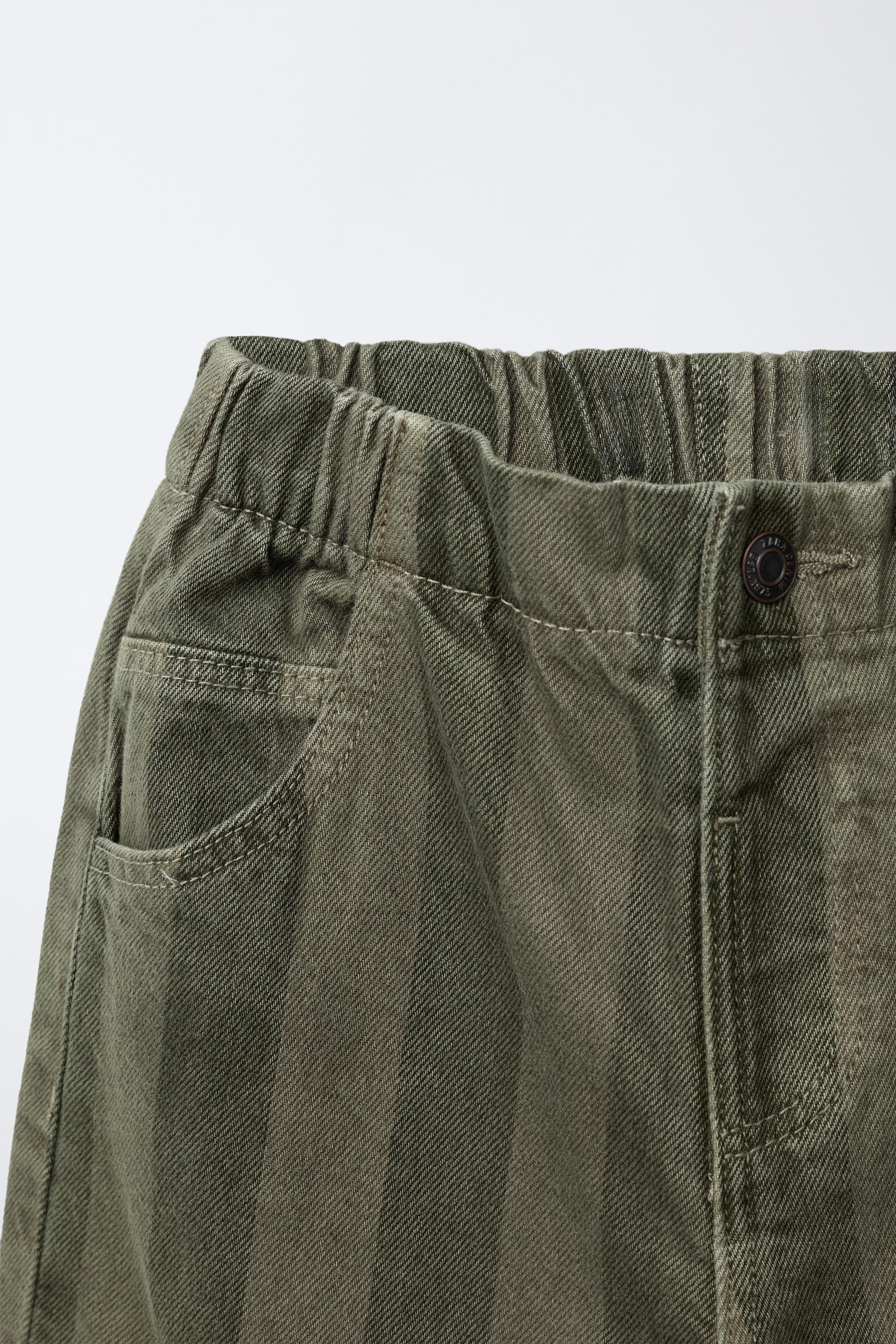 STRIPED TWILL BALLOON PANTS