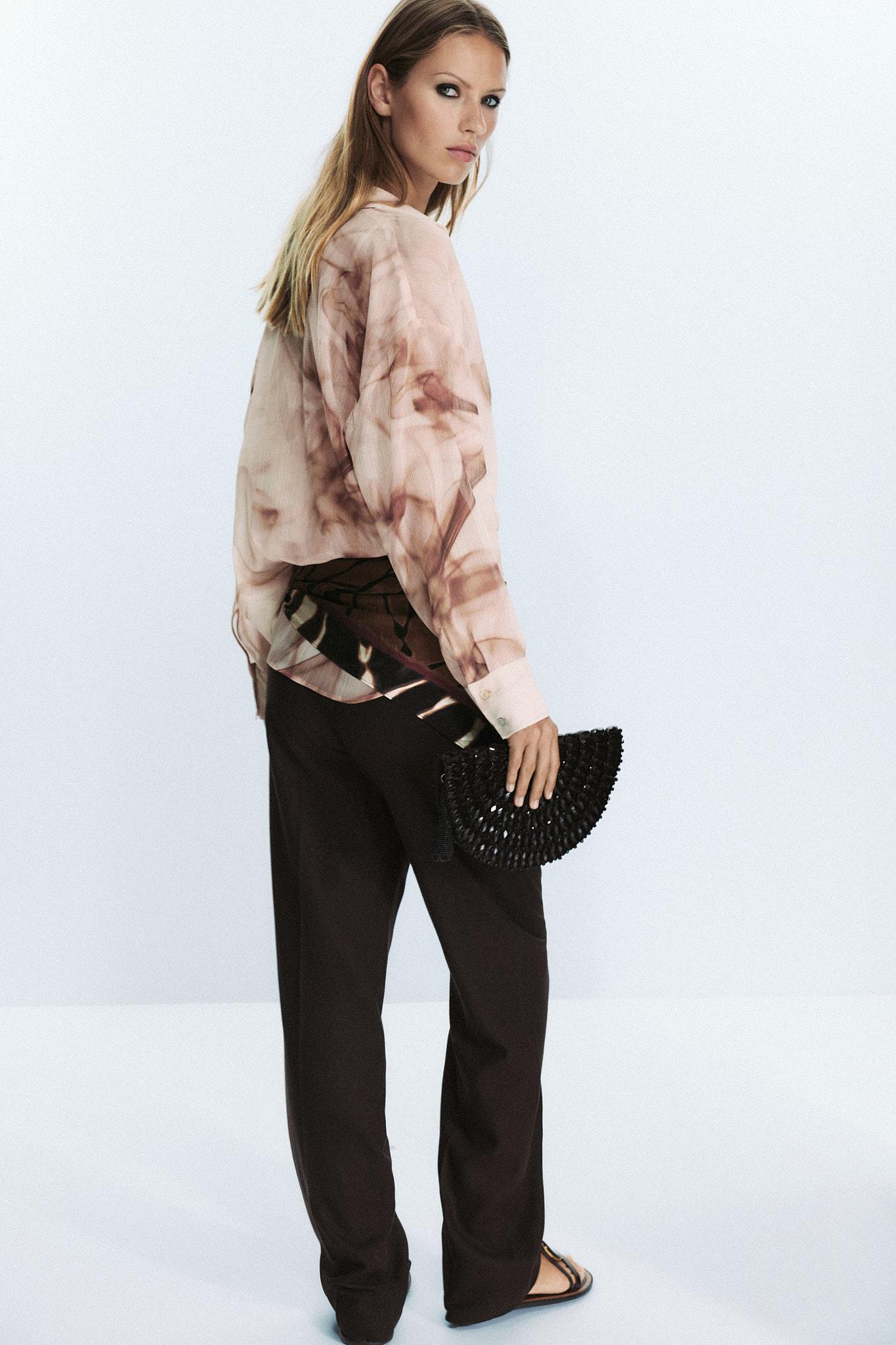 TIE-DYE PRINT COTTON GAUZE BLOUSE